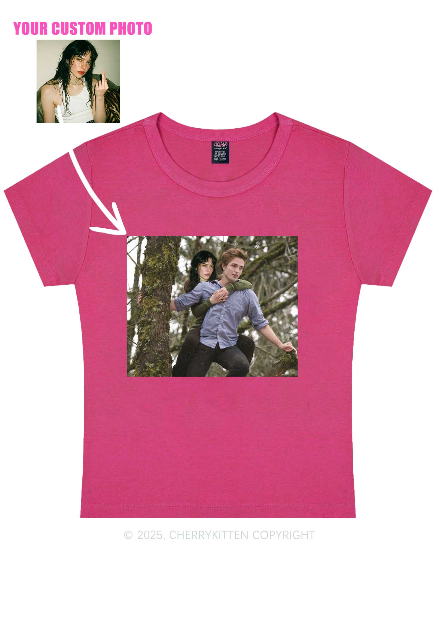 Custom Face Y2K Baby Tee Cherrykitten - Image 6