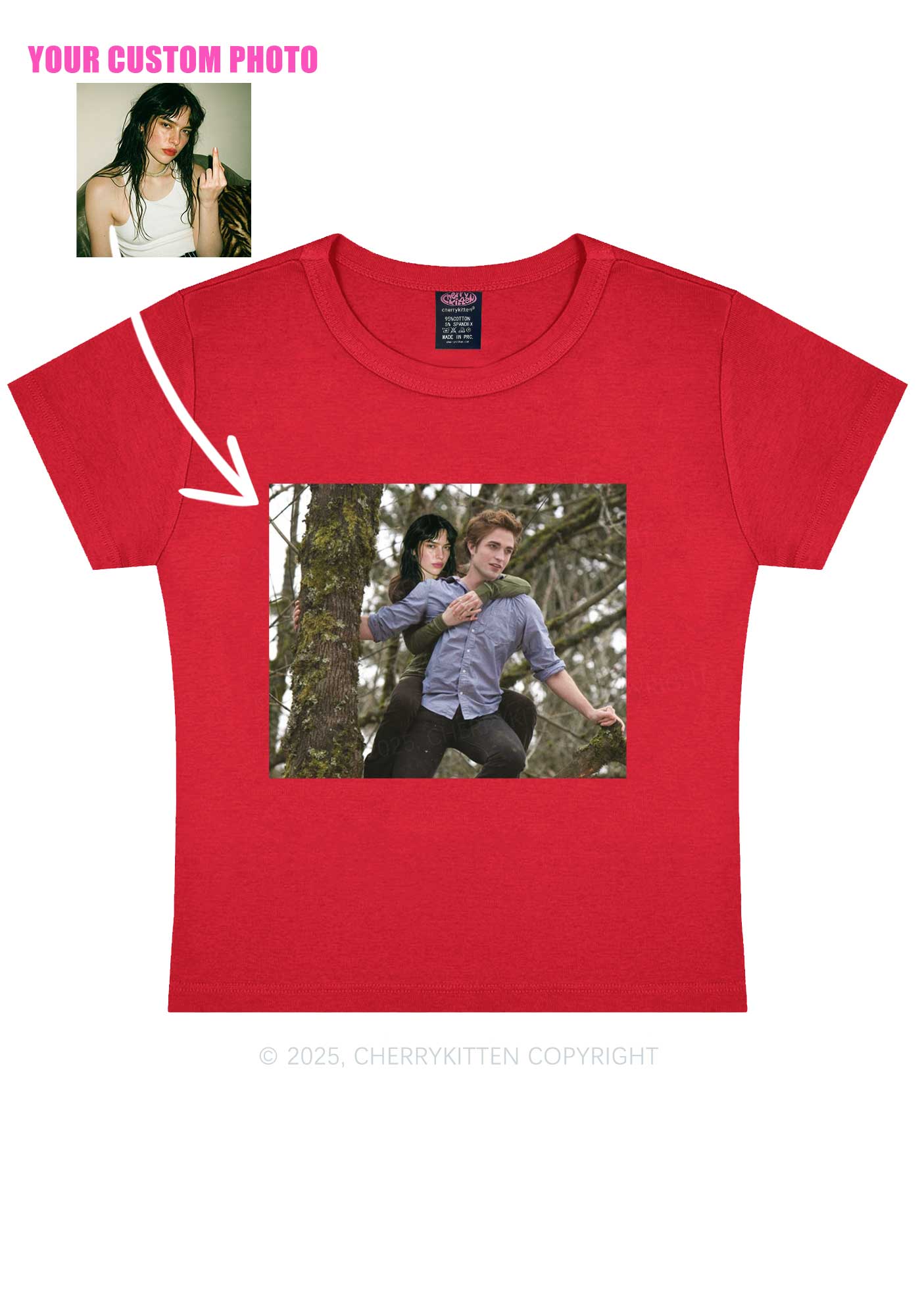 Custom Face Y2K Baby Tee Cherrykitten - Image 8
