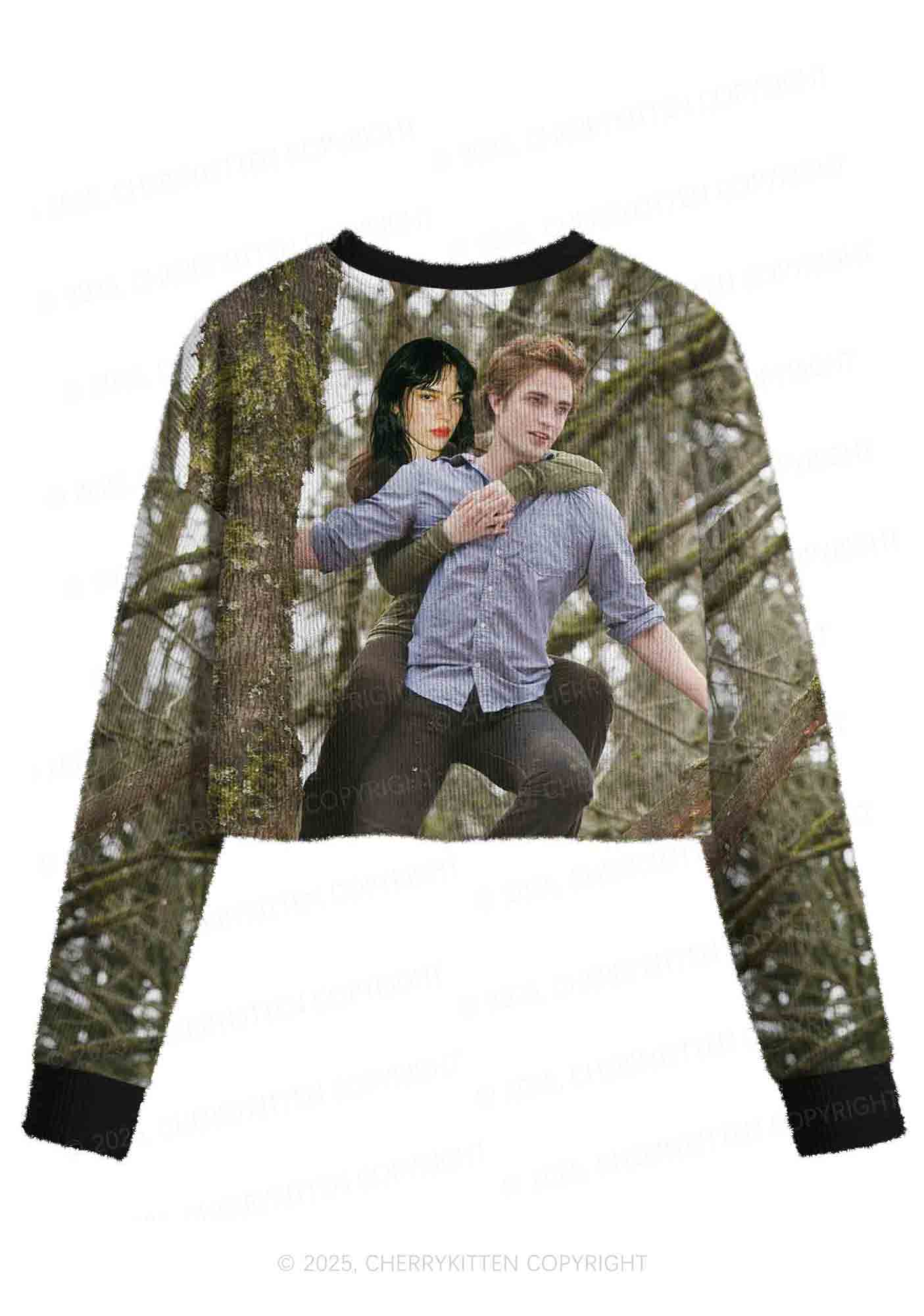Custom Face Y2K Christmas Crop Knit Sweatshirt Cherrykitten - Image 3