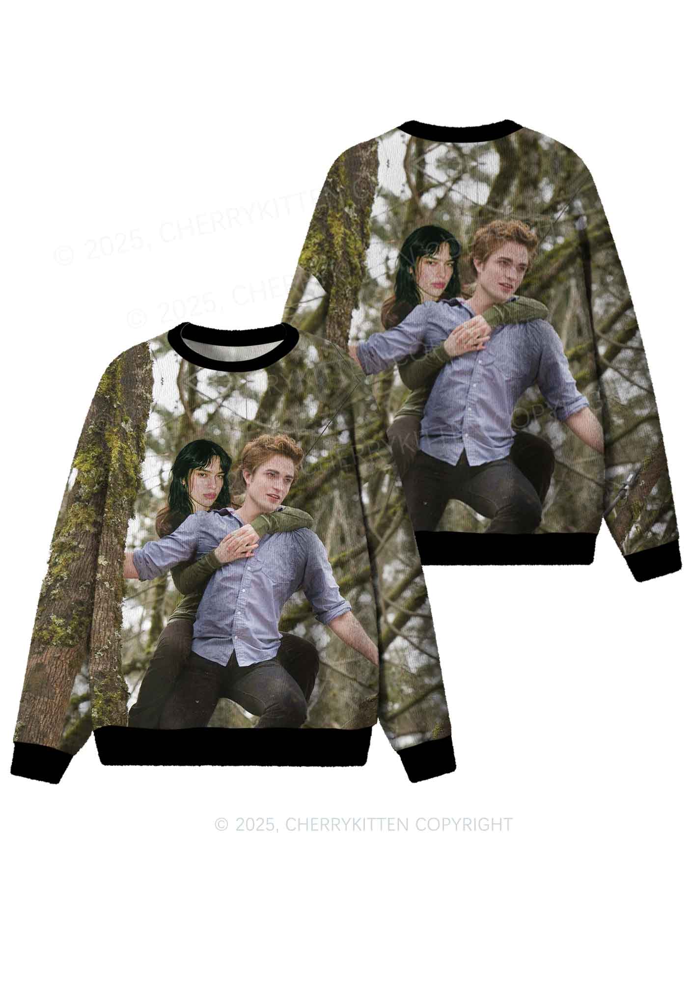 Custom Face Y2K Christmas Knit Sweatshirt Cherrykitten - Image 4