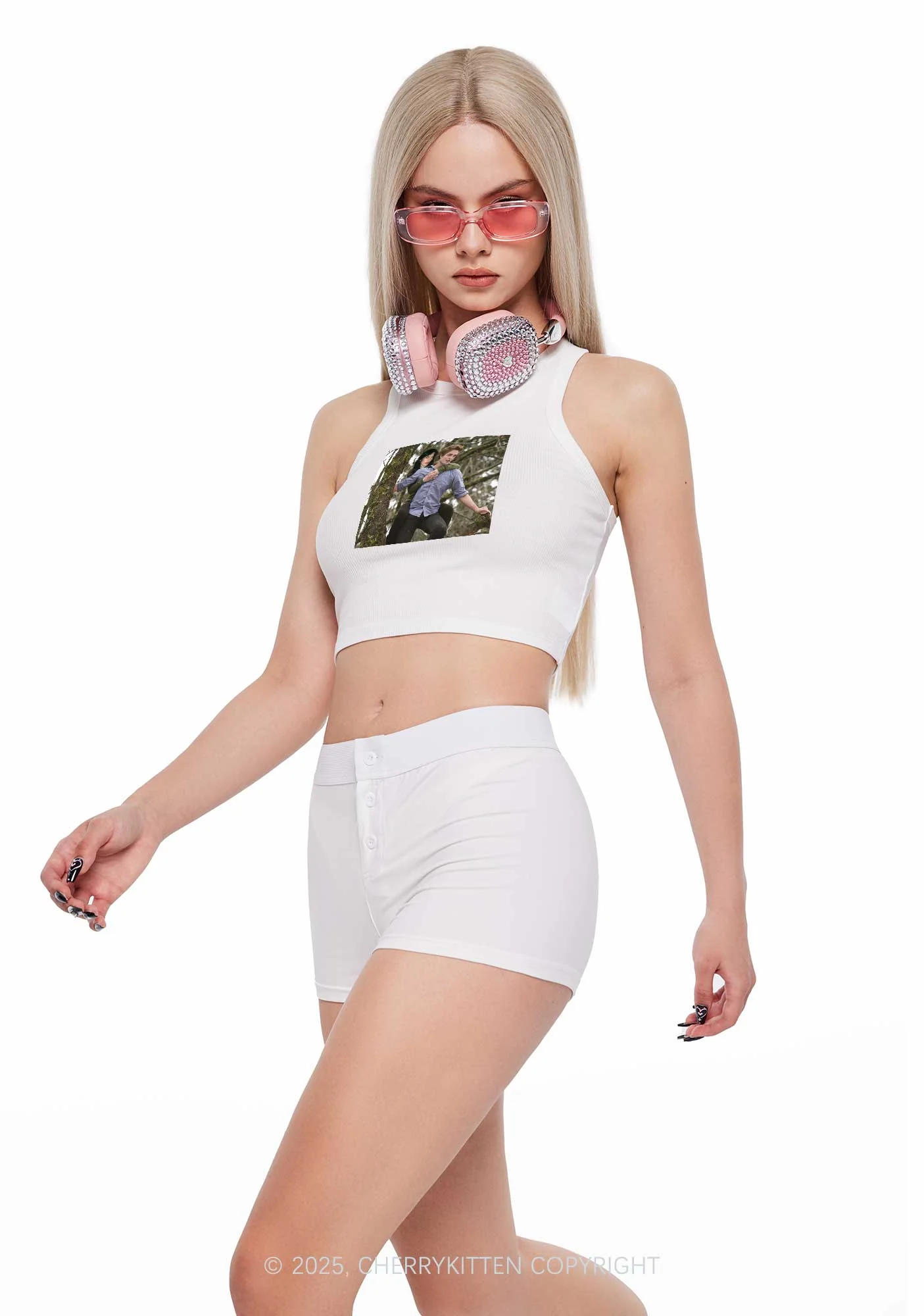 Custom Face Y2K Crop Tank Top Cherrykitten - Image 2