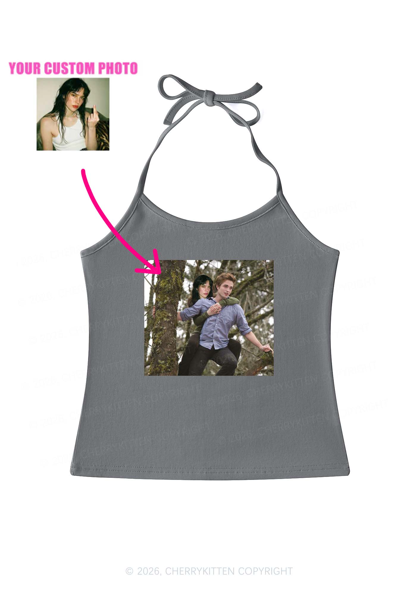 Custom Face Y2K Halter Neck Cami Cherrykitten - Image 10