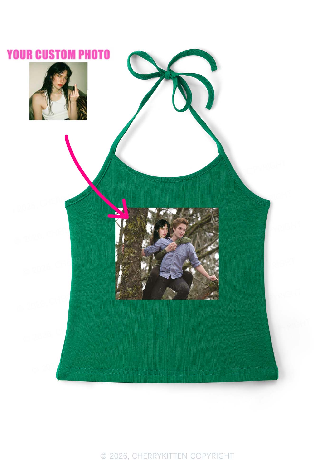 Custom Face Y2K Halter Neck Cami Cherrykitten - Image 11