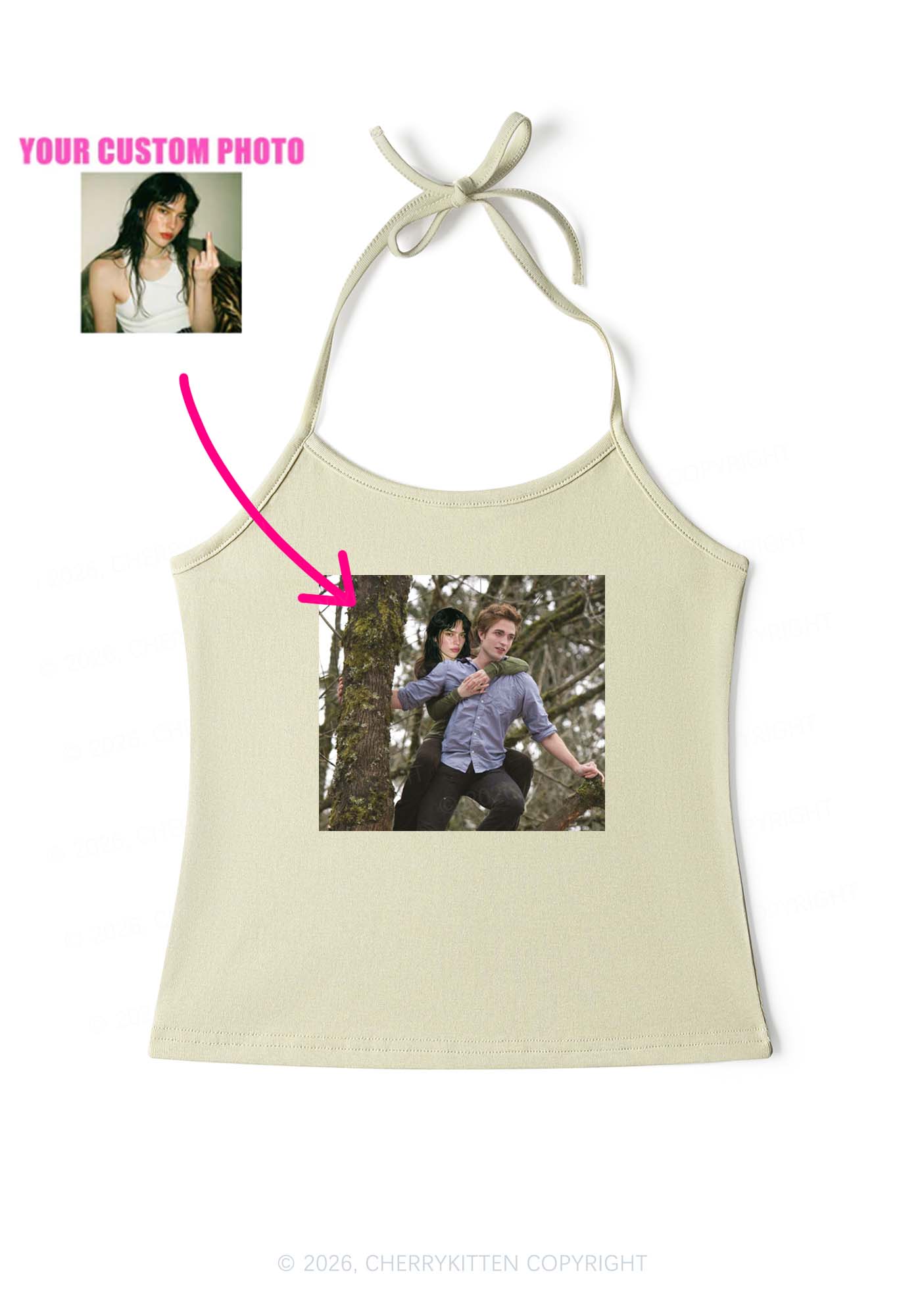 Custom Face Y2K Halter Neck Cami Cherrykitten - Image 12