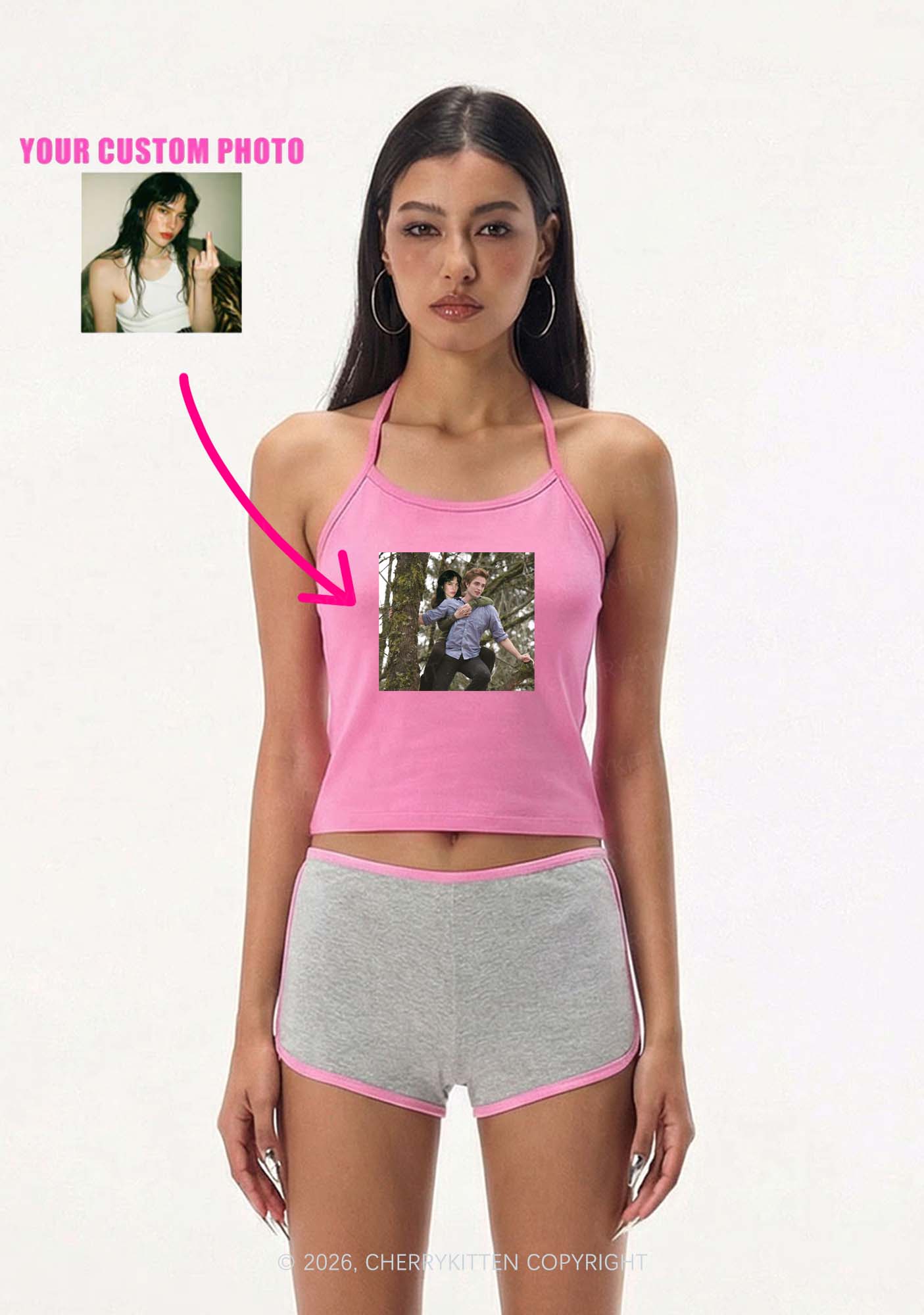 Custom Face Y2K Halter Neck Cami Cherrykitten - Image 2