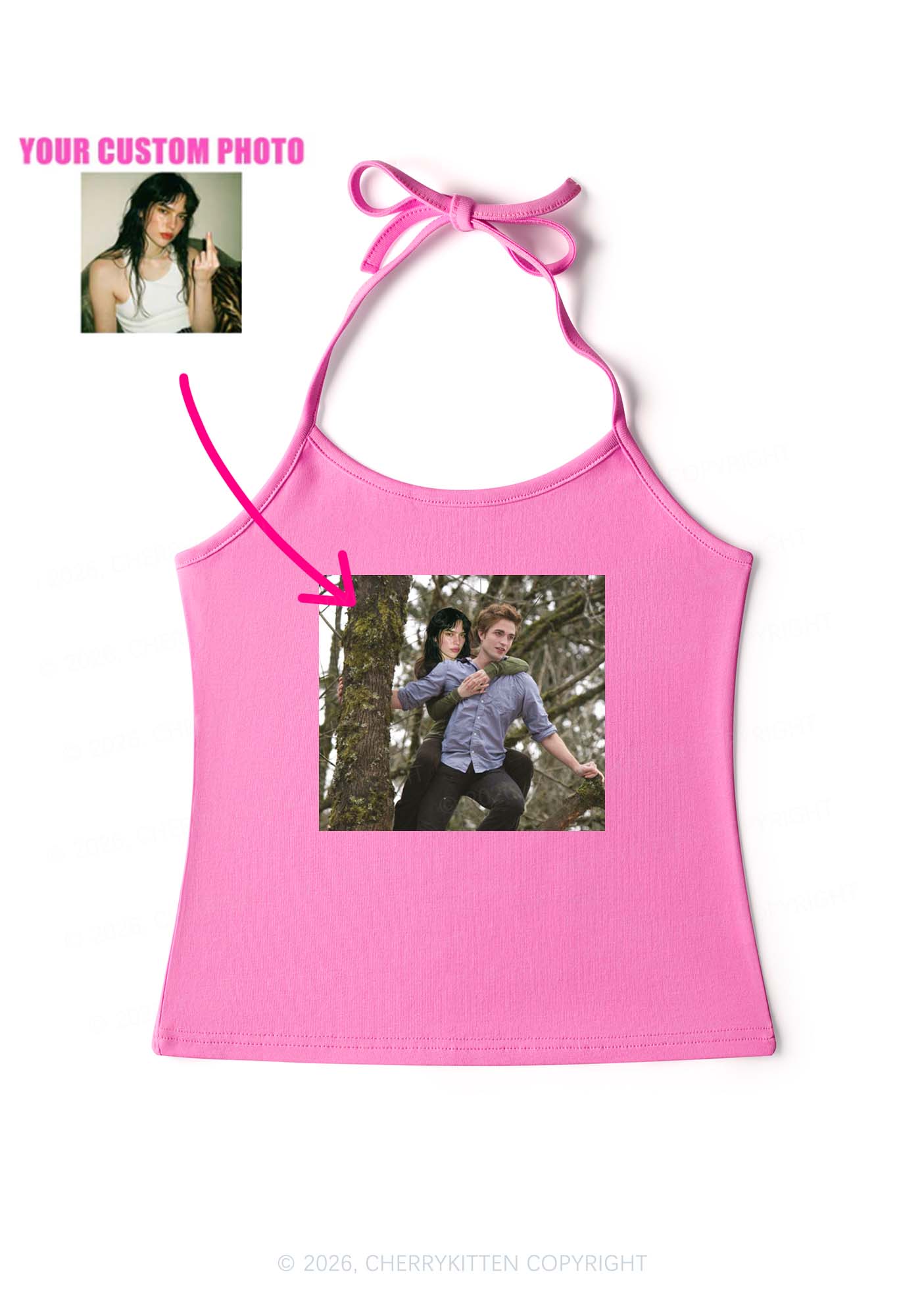 Custom Face Y2K Halter Neck Cami Cherrykitten - Image 4