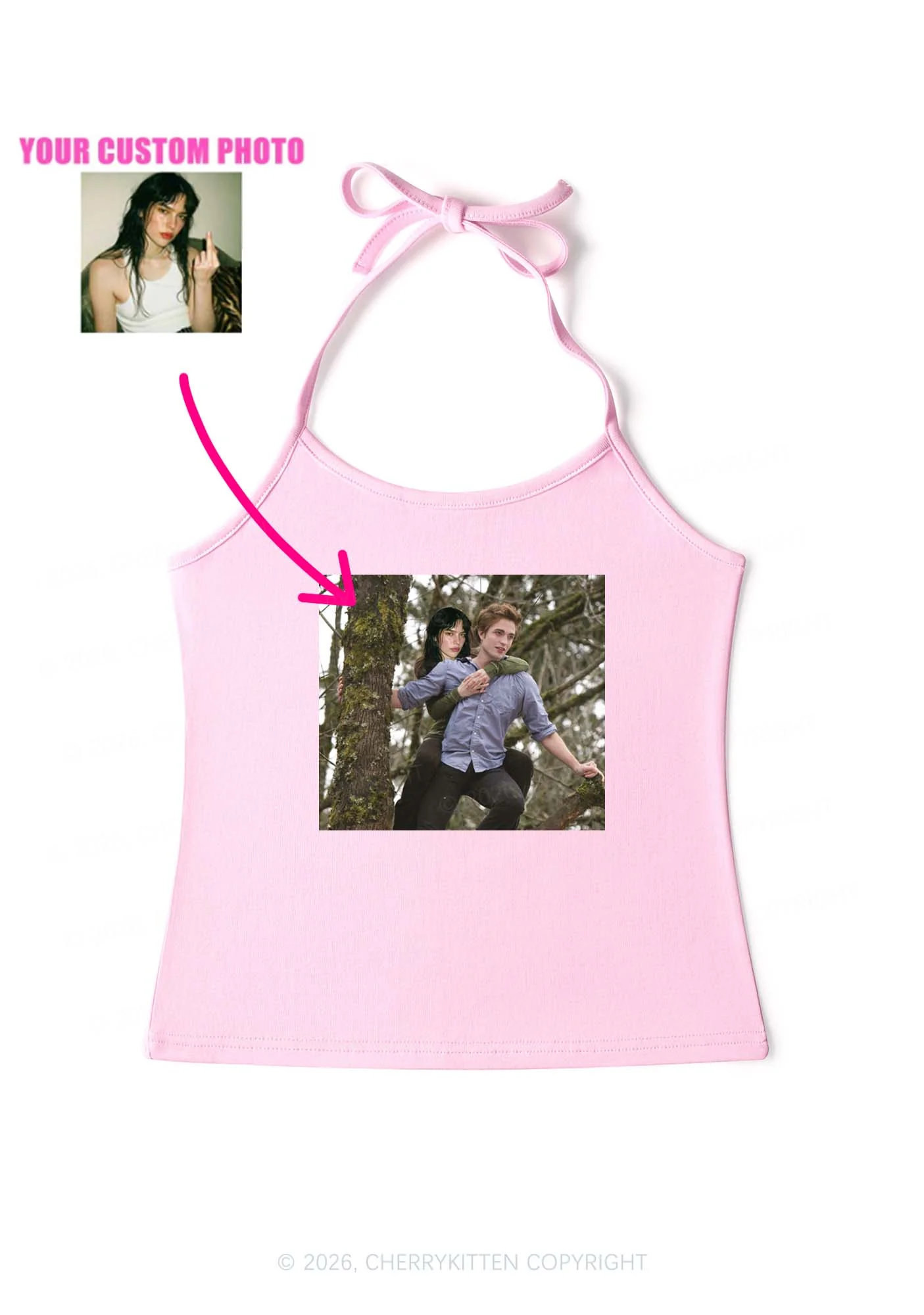 Custom Face Y2K Halter Neck Cami Cherrykitten - Image 5