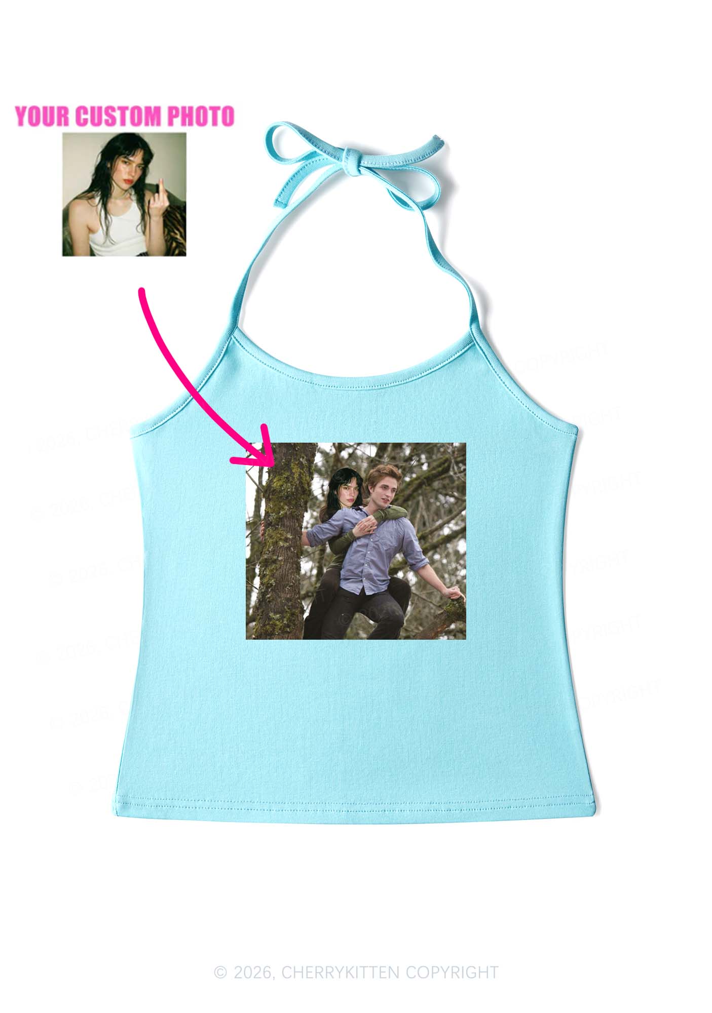 Custom Face Y2K Halter Neck Cami Cherrykitten - Image 6