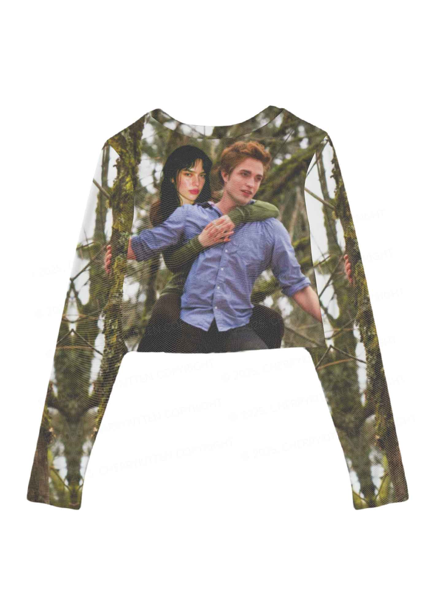 Custom Face Y2K Mesh Long Sleeve Crop Top Cherrykitten - Image 3