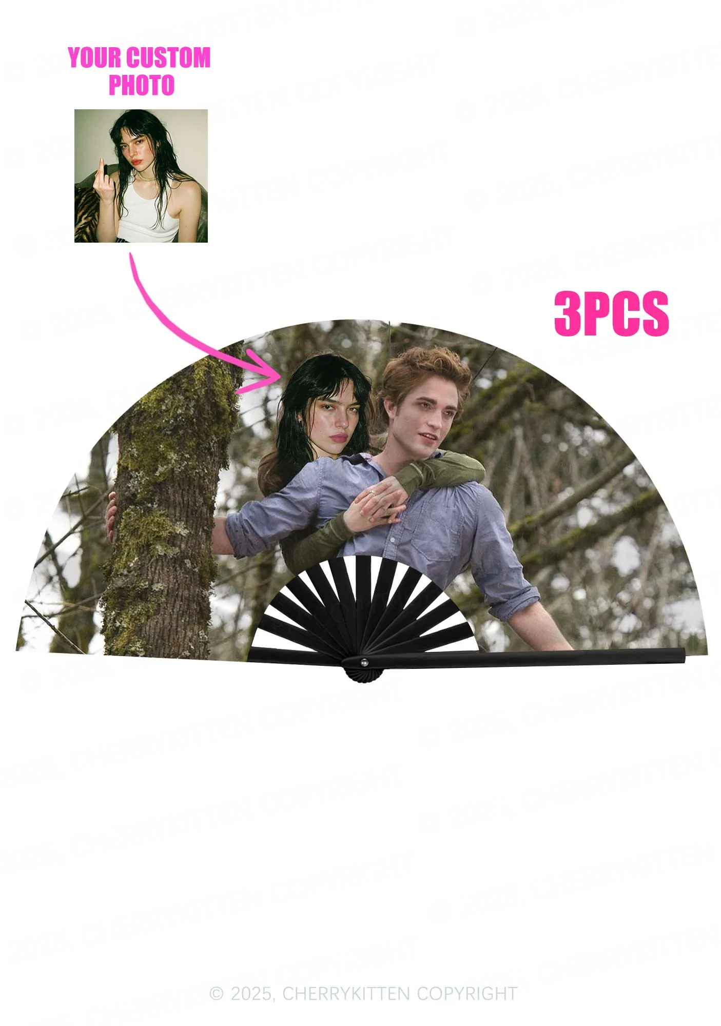Custom Face Y2K Rave Hand Fan Cherrykitten - Image 4