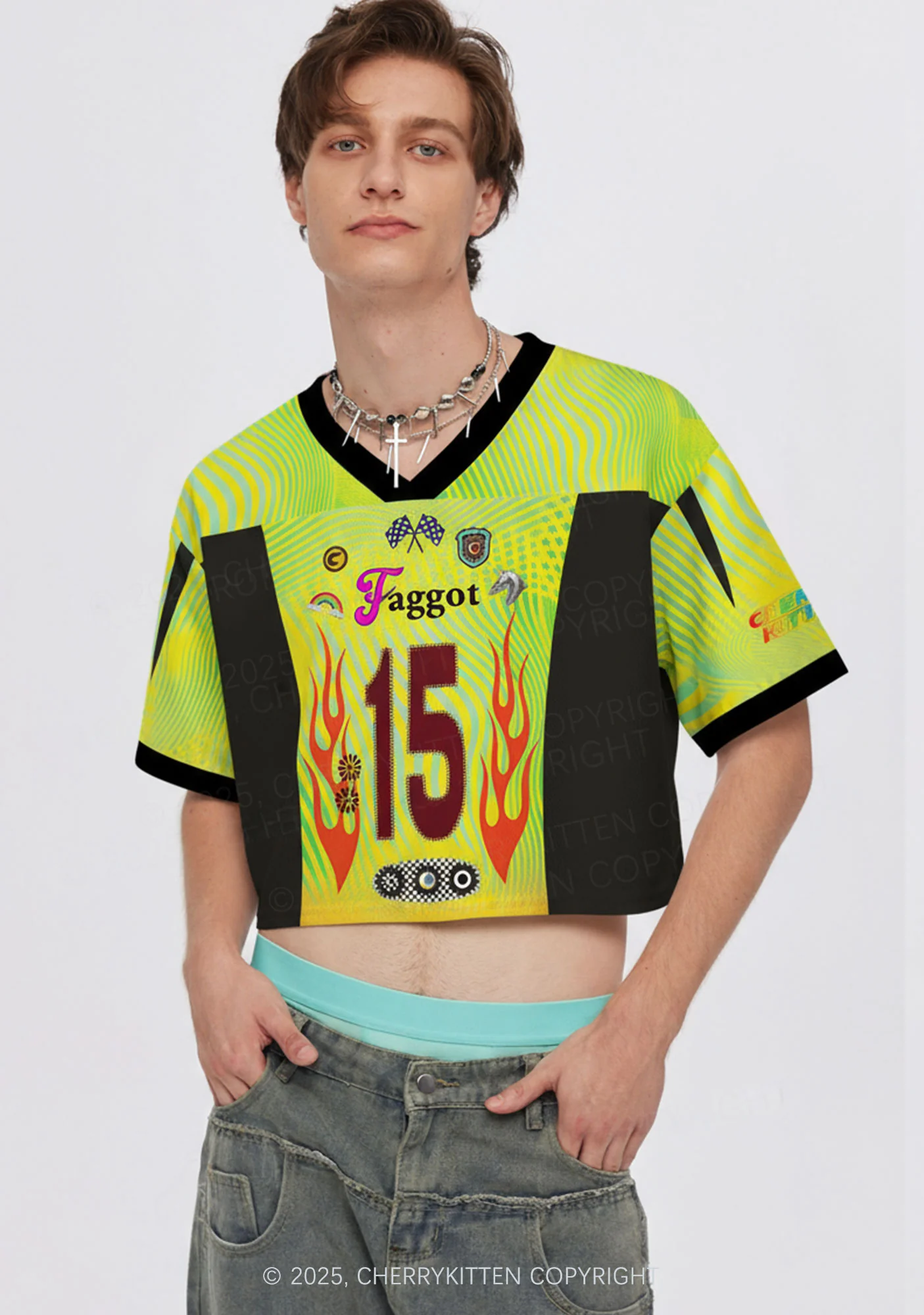 Custom Faggot Pride Y2K Crop Sport Jersey Shirts Cherrykitten - Image 2