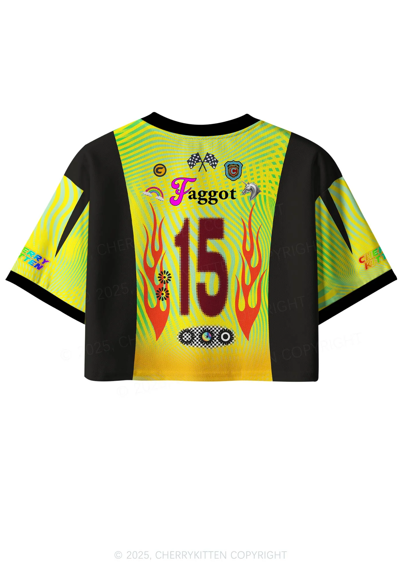 Custom Faggot Pride Y2K Crop Sport Jersey Shirts Cherrykitten - Image 3