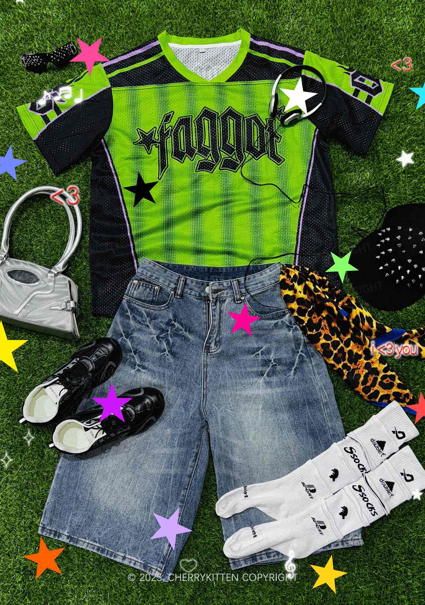 Custom Faggot Stars Pride Y2K Sport Jersey Shirts Cherrykitten - Image 2