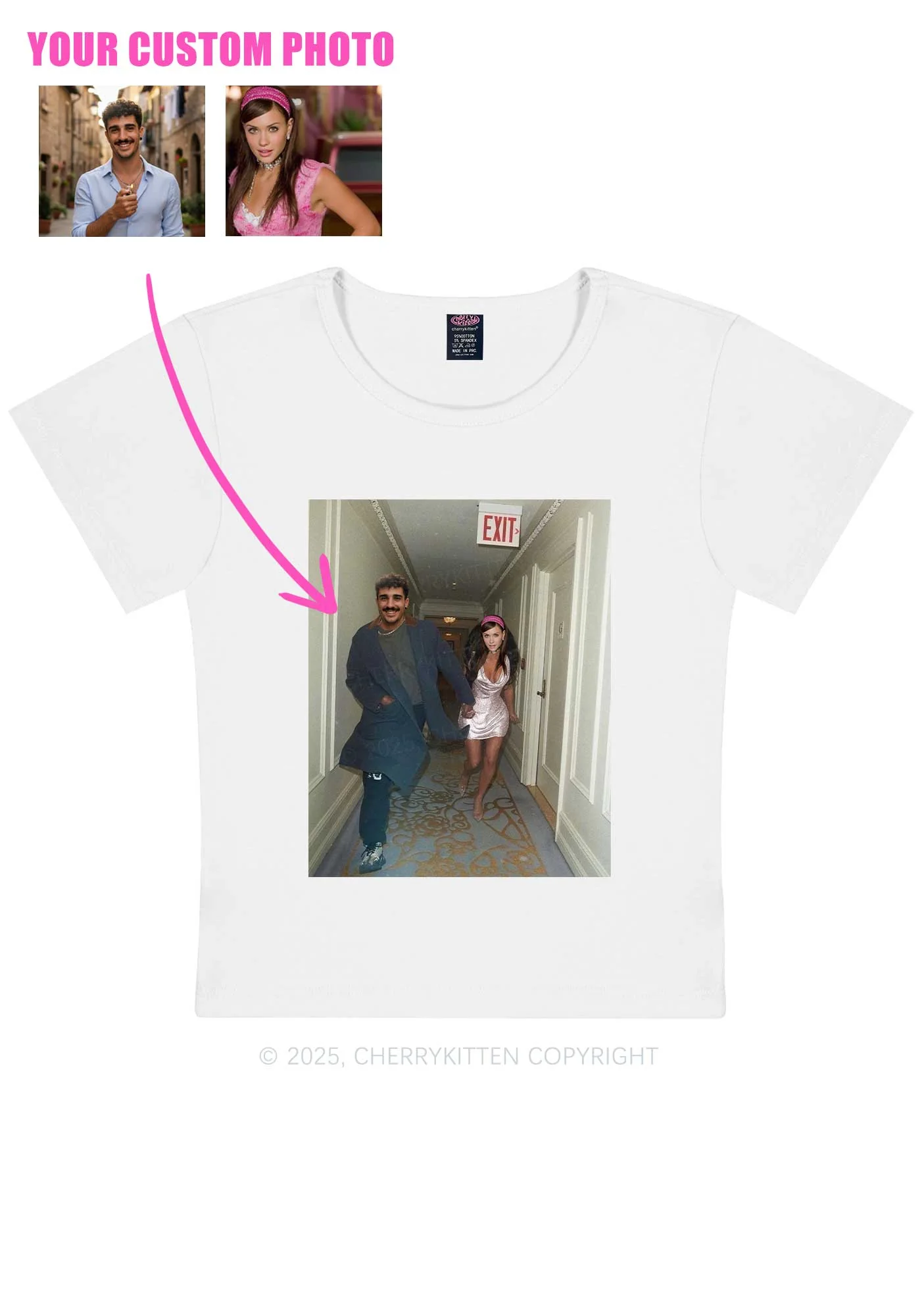 Custom Famous Hallway Photo Y2K Baby Tee Cherrykitten - Image 4