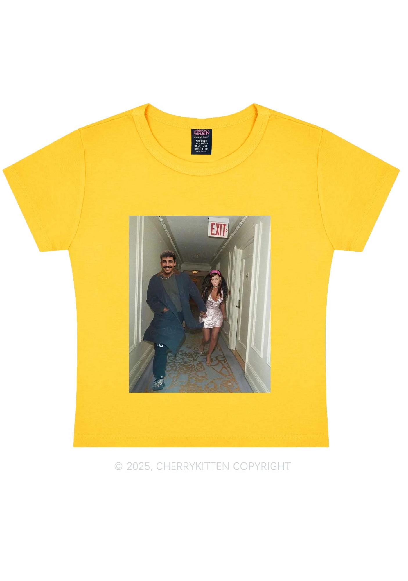 Custom Famous Hallway Photo Y2K Baby Tee Cherrykitten - Image 9