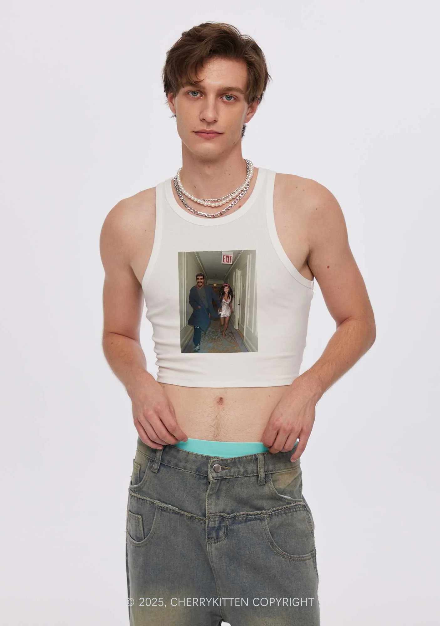 Custom Famous Hallway Photo Y2K Crop Tank Top Cherrykitten - Image 3