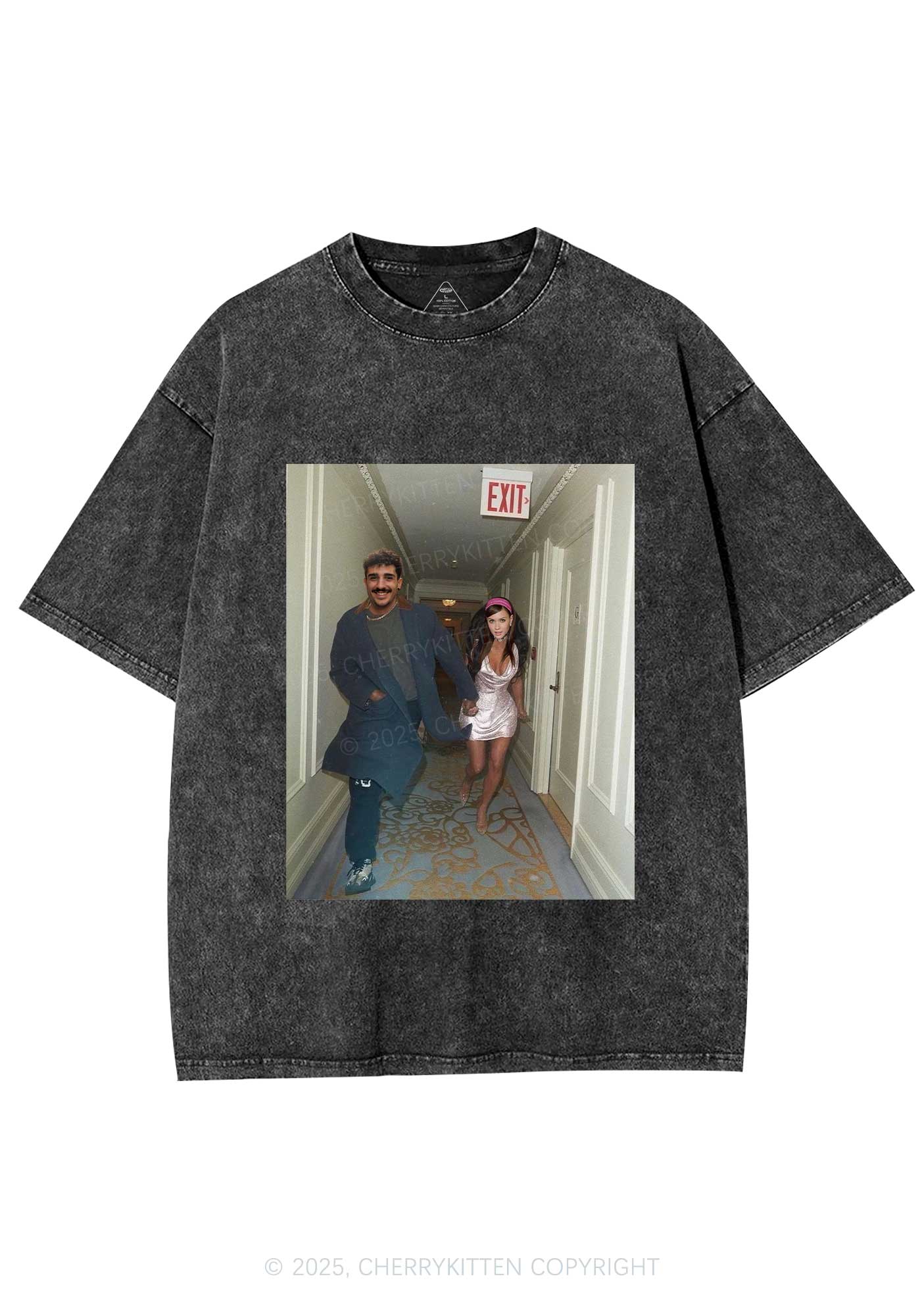 Custom Famous Hallway Photo Y2K Shirts Washed Tee Cherrykitten - Image 4