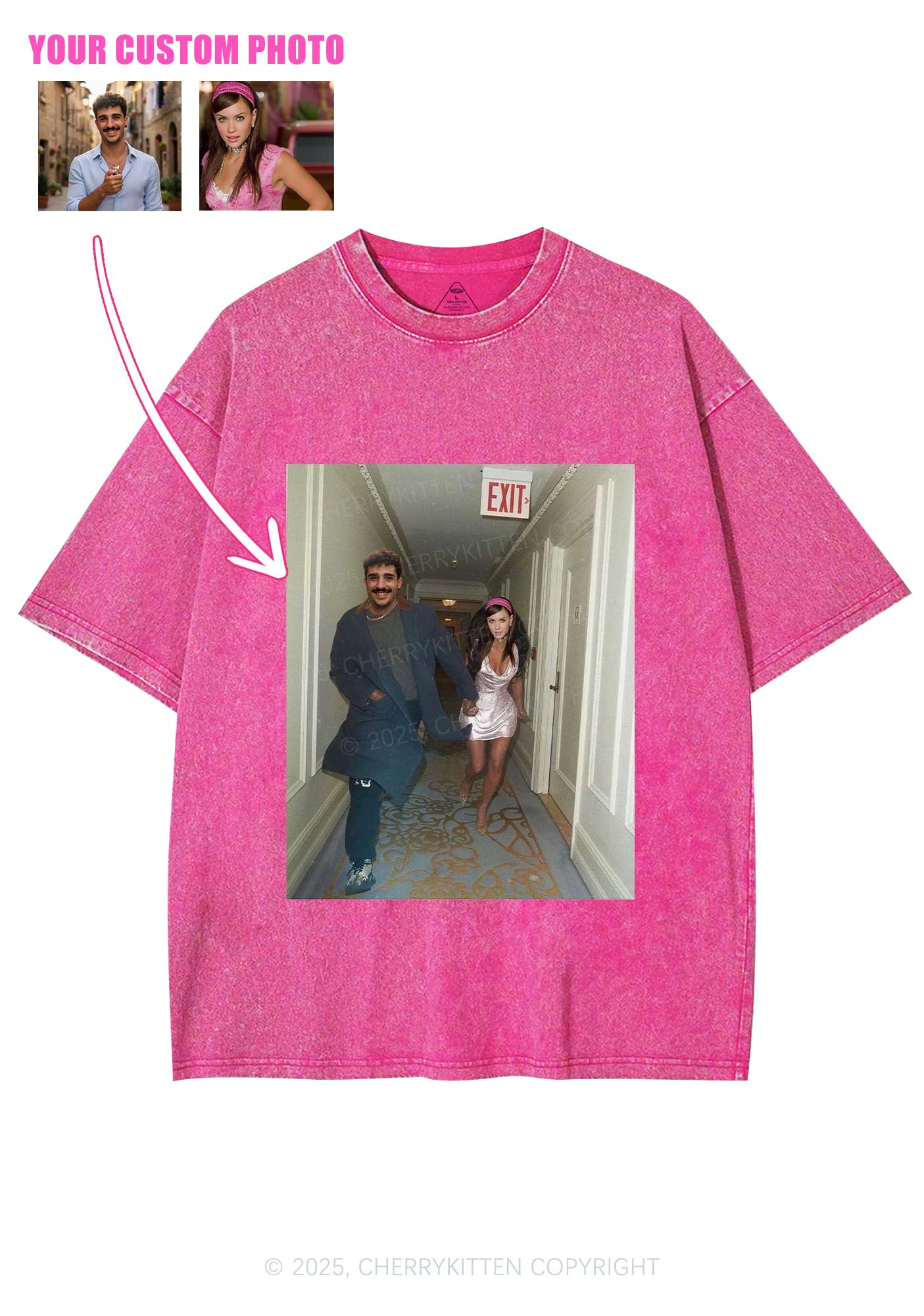 Custom Famous Hallway Photo Y2K Shirts Washed Tee Cherrykitten - Image 5