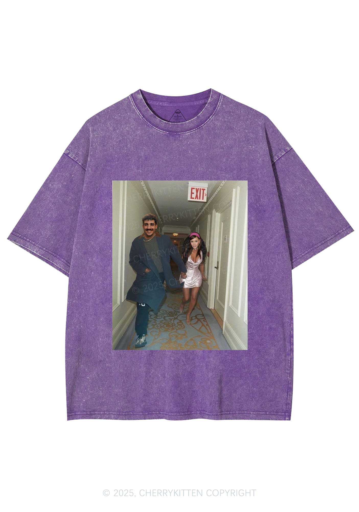 Custom Famous Hallway Photo Y2K Shirts Washed Tee Cherrykitten - Image 6