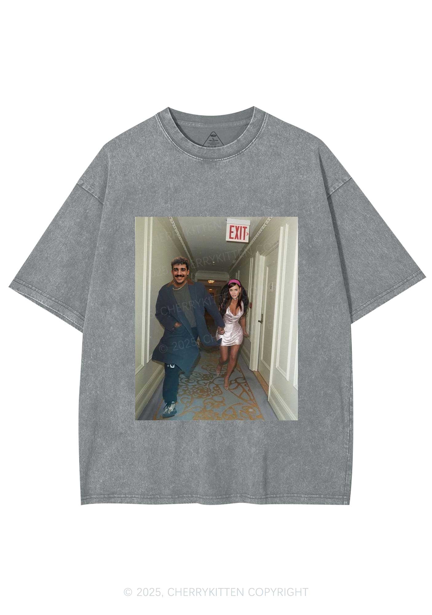 Custom Famous Hallway Photo Y2K Shirts Washed Tee Cherrykitten - Image 7