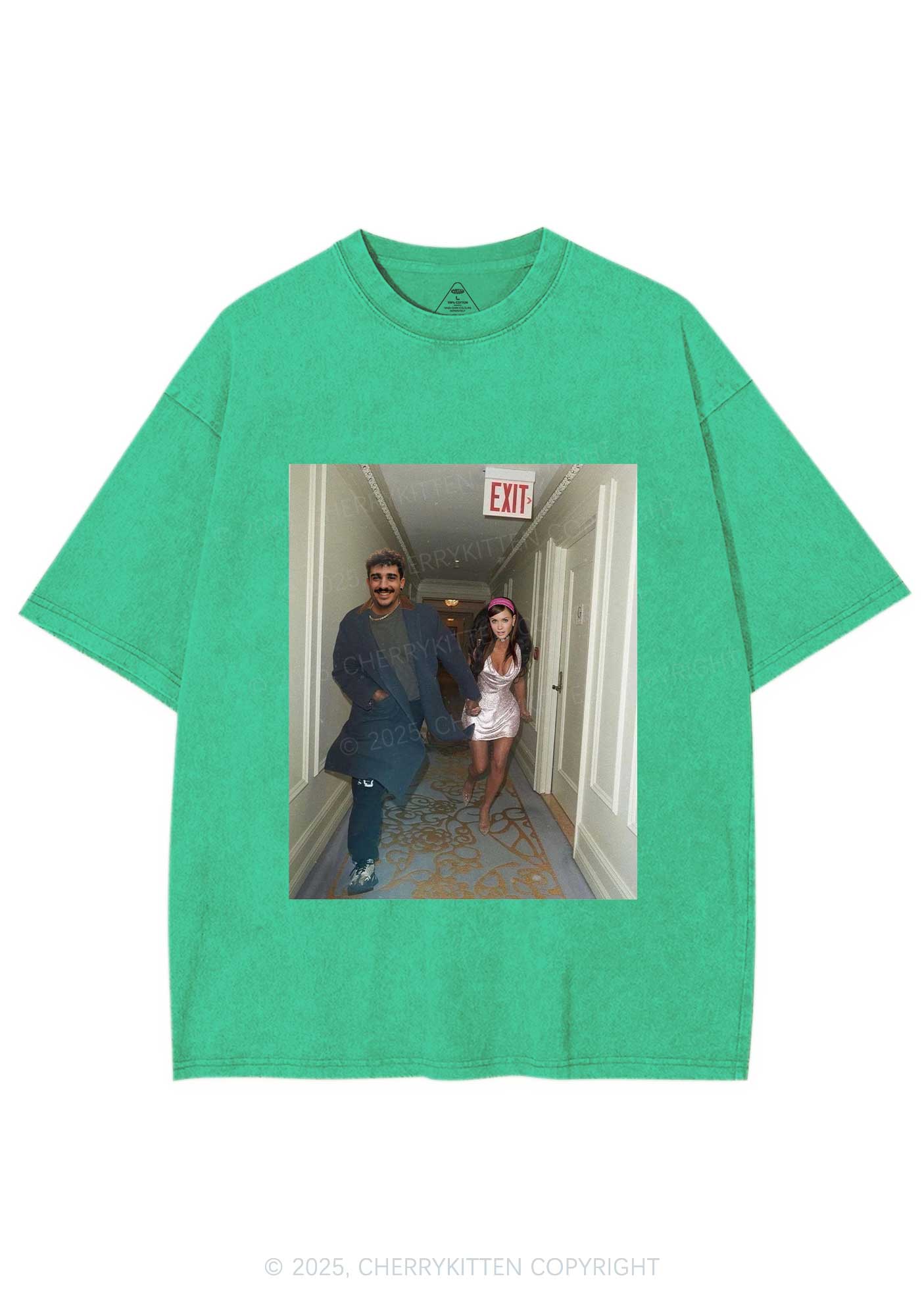 Custom Famous Hallway Photo Y2K Shirts Washed Tee Cherrykitten - Image 8