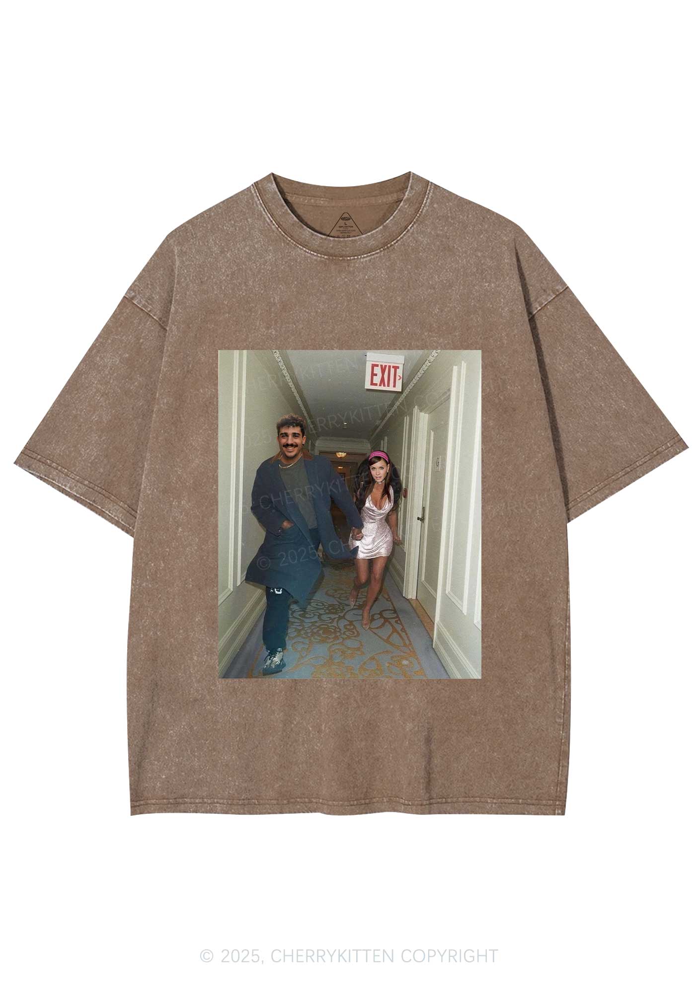 Custom Famous Hallway Photo Y2K Shirts Washed Tee Cherrykitten - Image 9