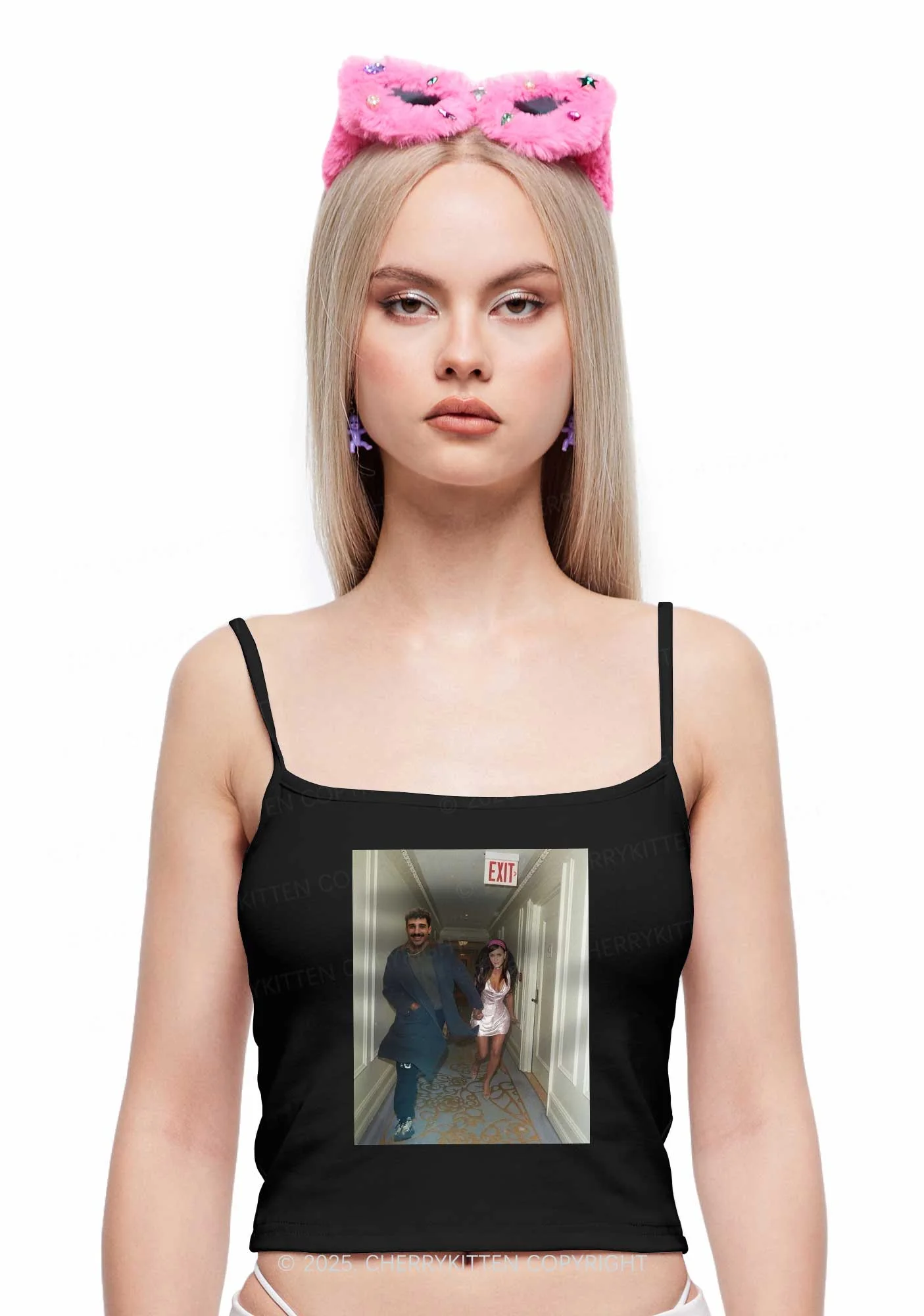 Custom Famous Hallway Photo Y2K Spaghetti Strap Cami Cherrykitten - Image 3