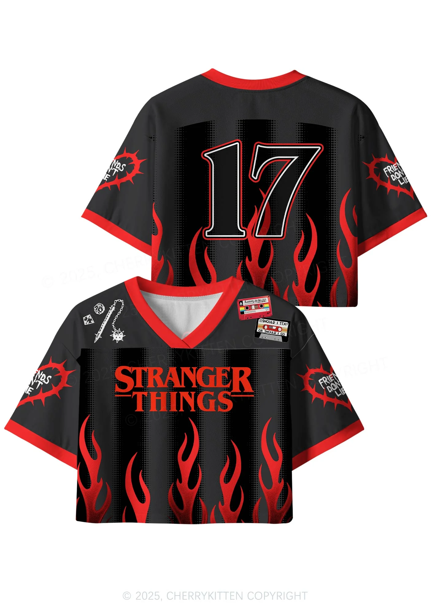 Custom Fire Things Y2K Crop Sport Jersey Shirts Cherrykitten - Image 3