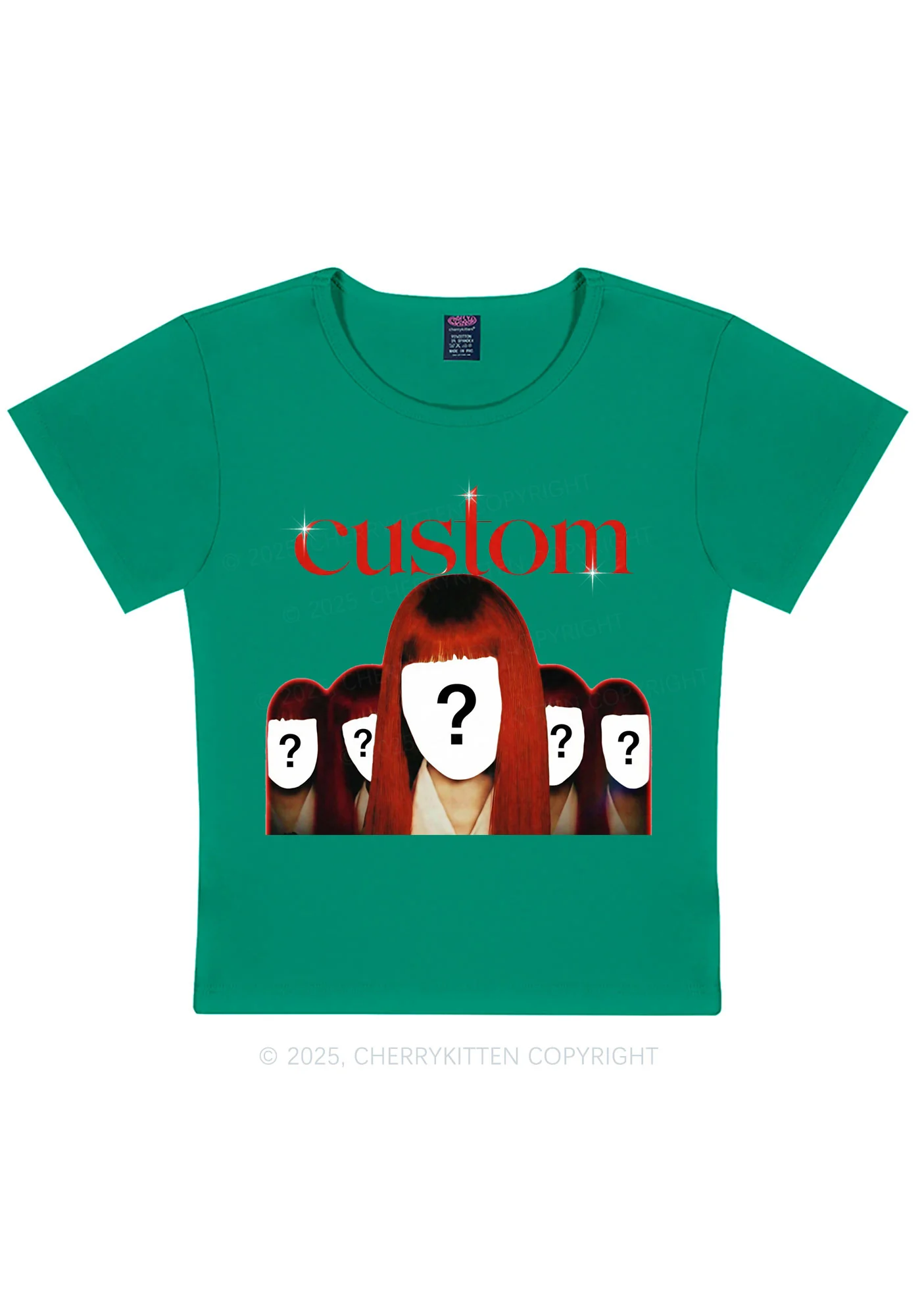 Custom Five Portraits Y2K Baby Tee Cherrykitten - Image 10