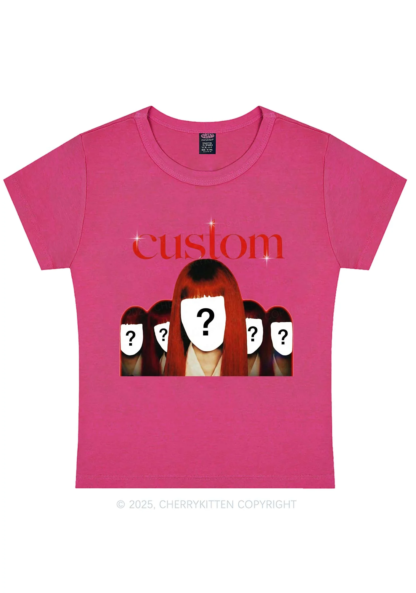 Custom Five Portraits Y2K Baby Tee Cherrykitten - Image 12