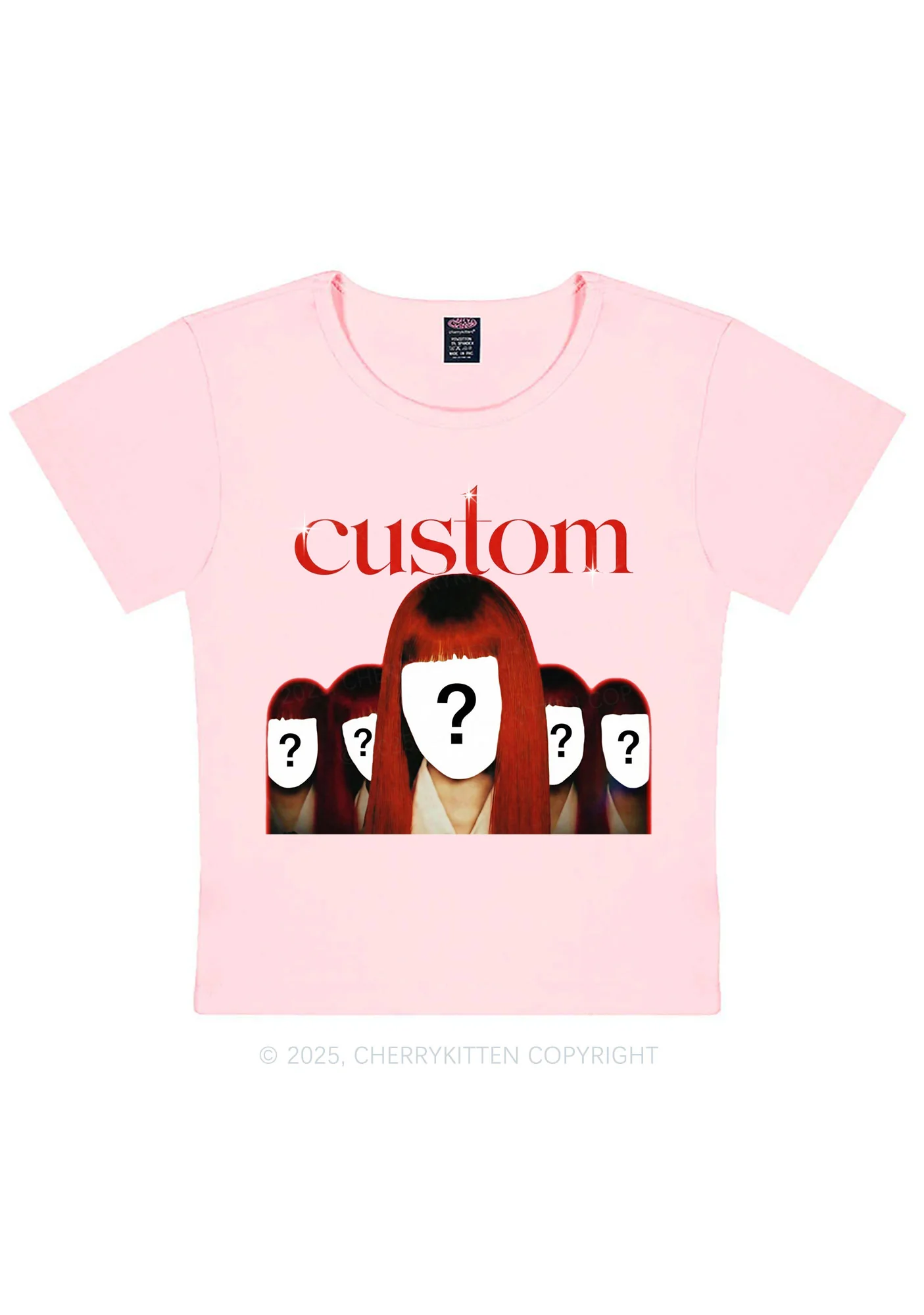 Custom Five Portraits Y2K Baby Tee Cherrykitten - Image 5
