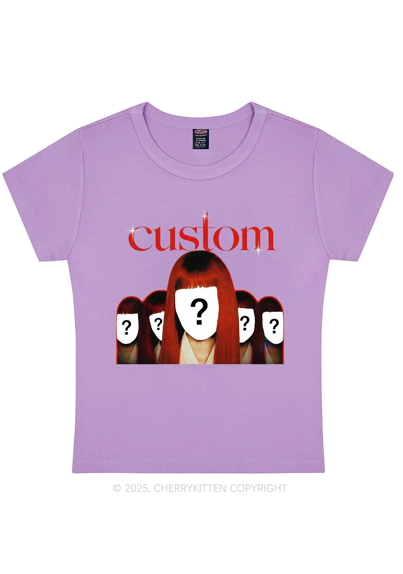 Custom Five Portraits Y2K Baby Tee Cherrykitten - Image 7