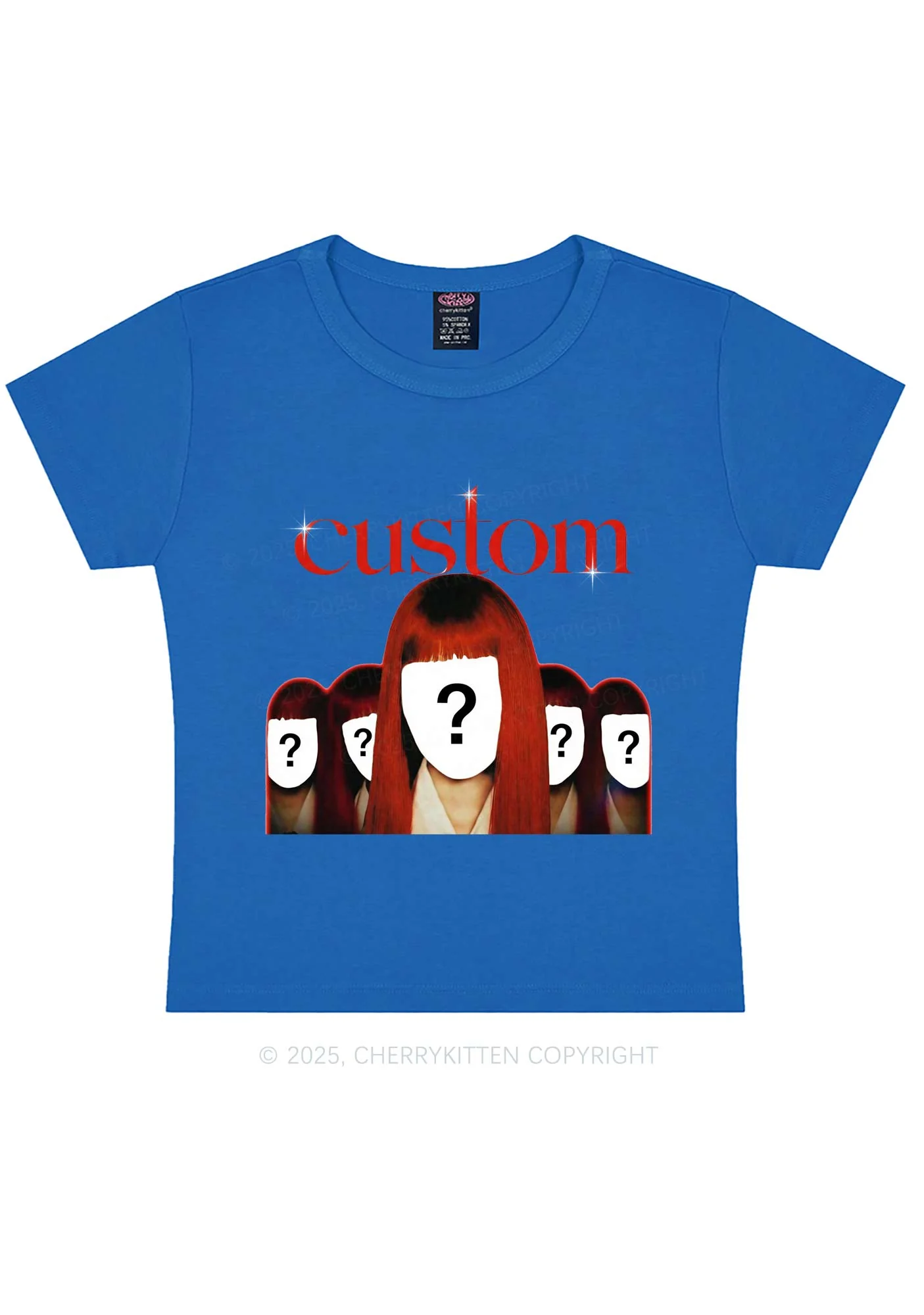 Custom Five Portraits Y2K Baby Tee Cherrykitten - Image 8