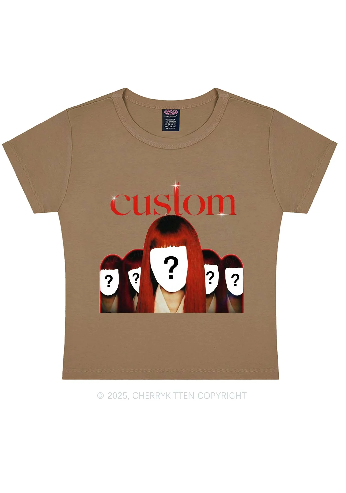 Custom Five Portraits Y2K Baby Tee Cherrykitten - Image 9