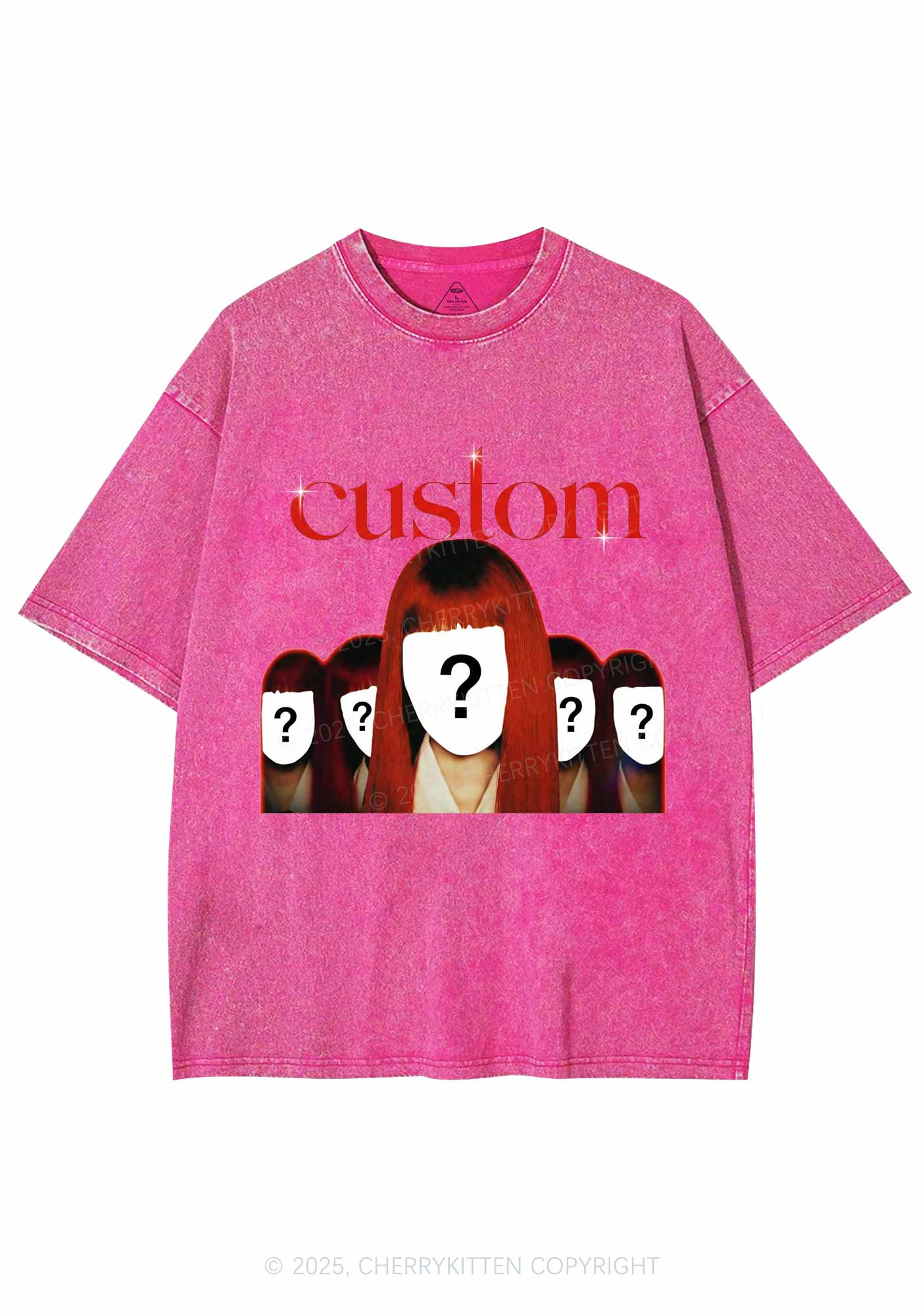 Custom Five Portraits Y2K Shirts Washed Tee Cherrykitten - Image 4