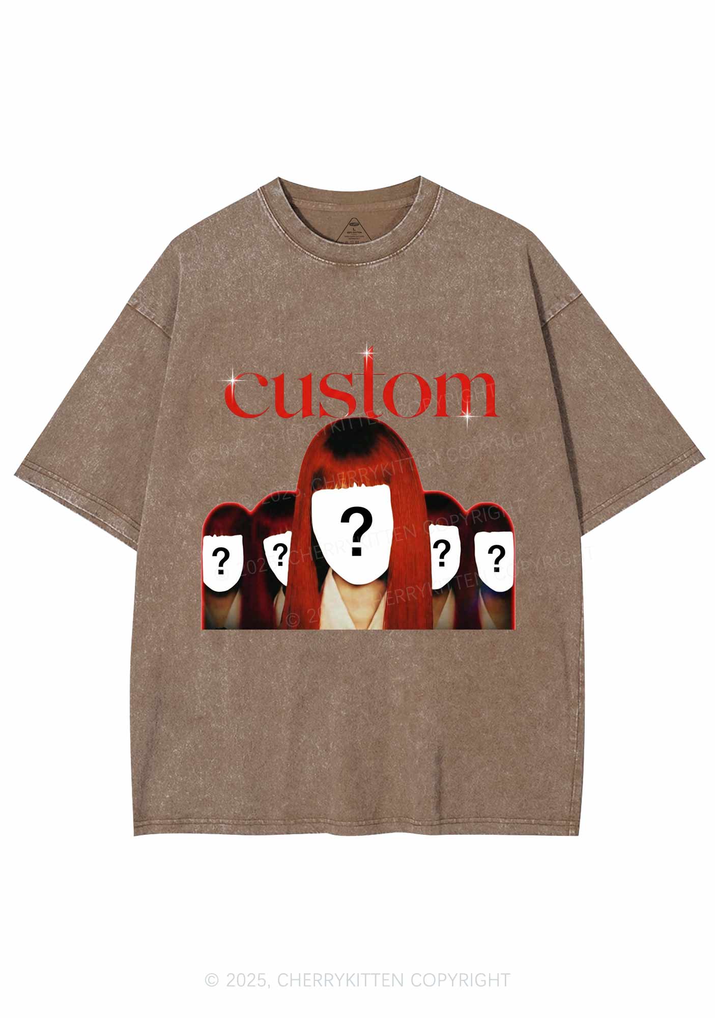 Custom Five Portraits Y2K Shirts Washed Tee Cherrykitten - Image 6