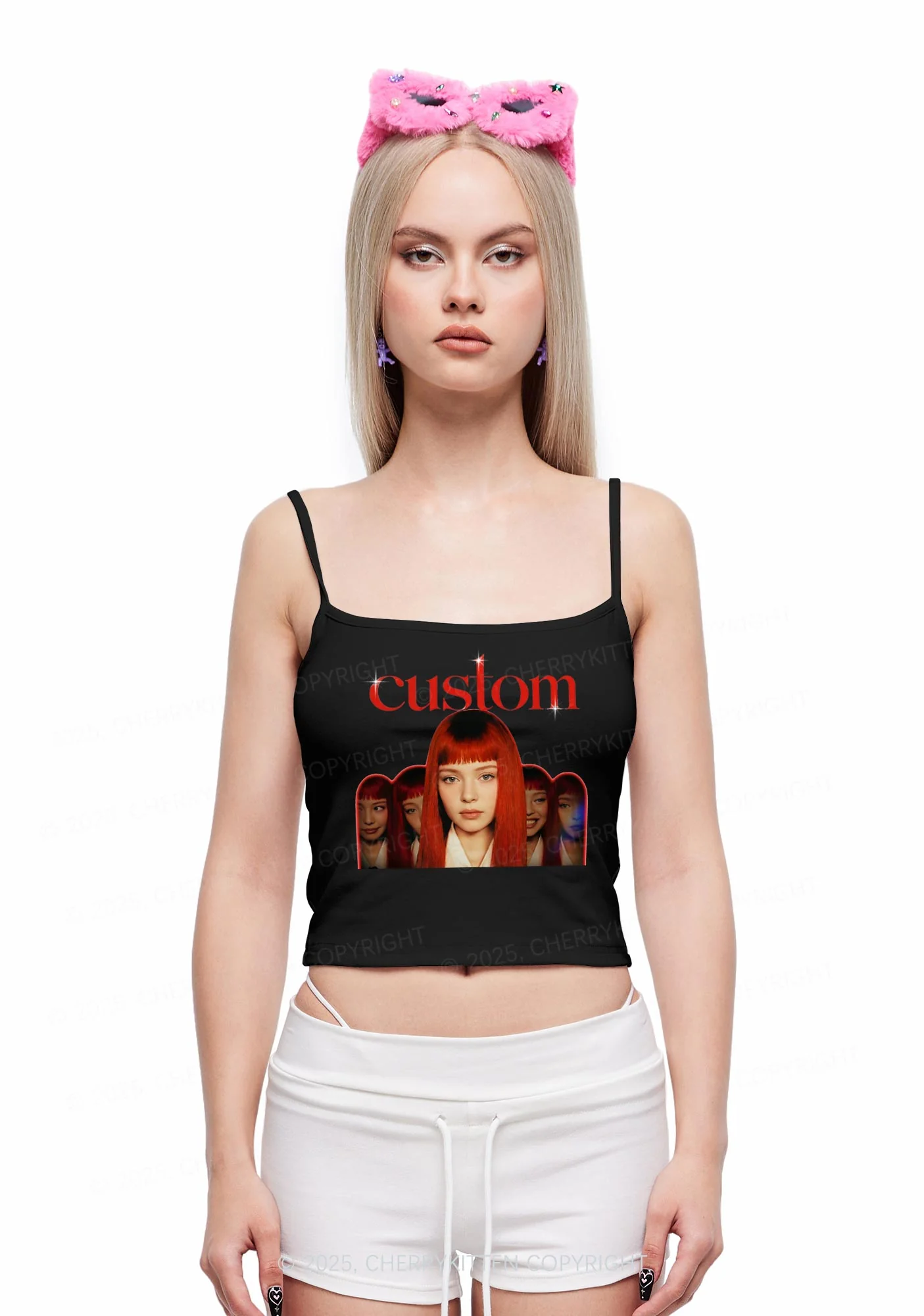 Custom Five Portraits Y2K Spaghetti Strap Cami Cherrykitten - Image 2