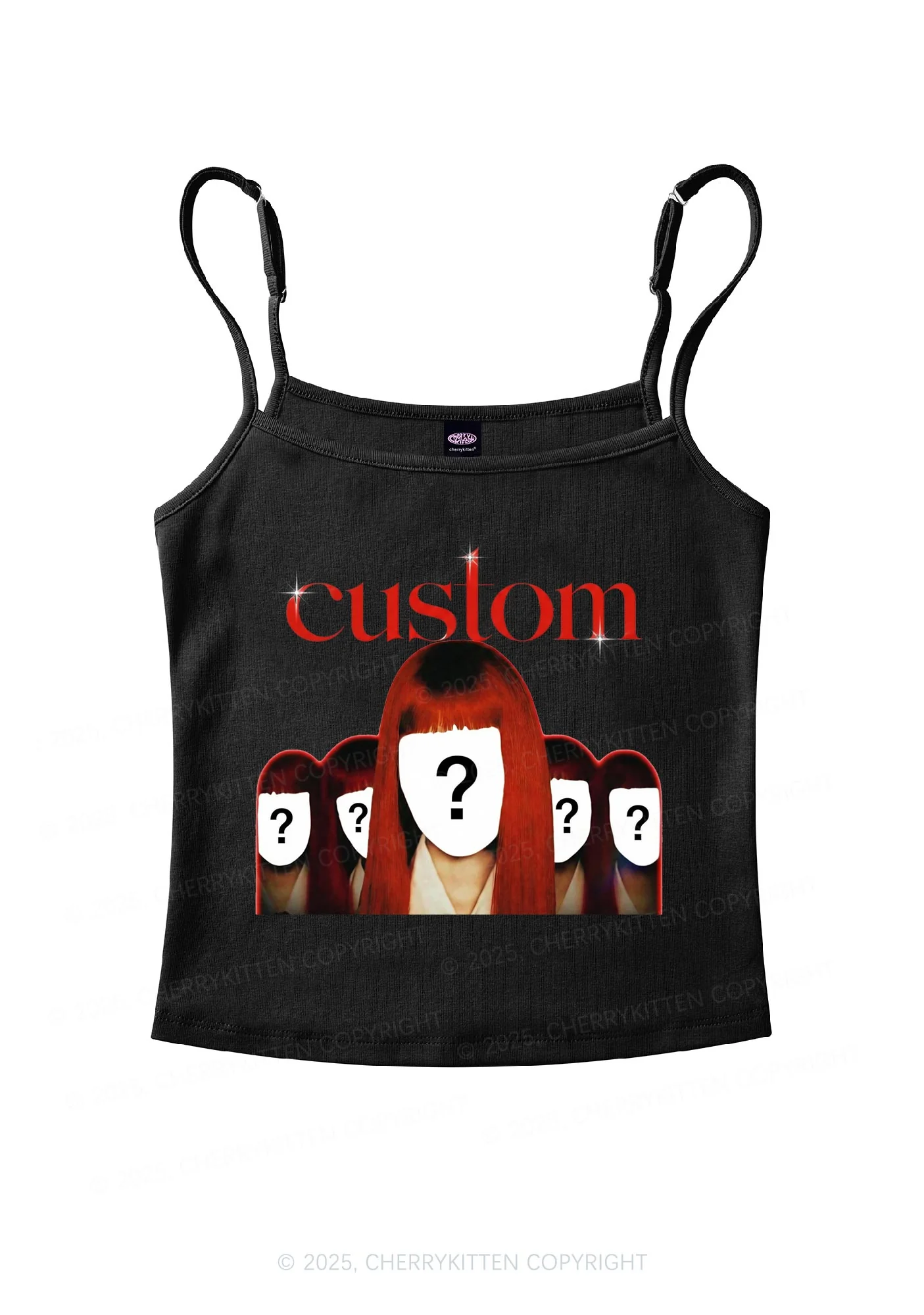 Custom Five Portraits Y2K Spaghetti Strap Cami Cherrykitten - Image 3