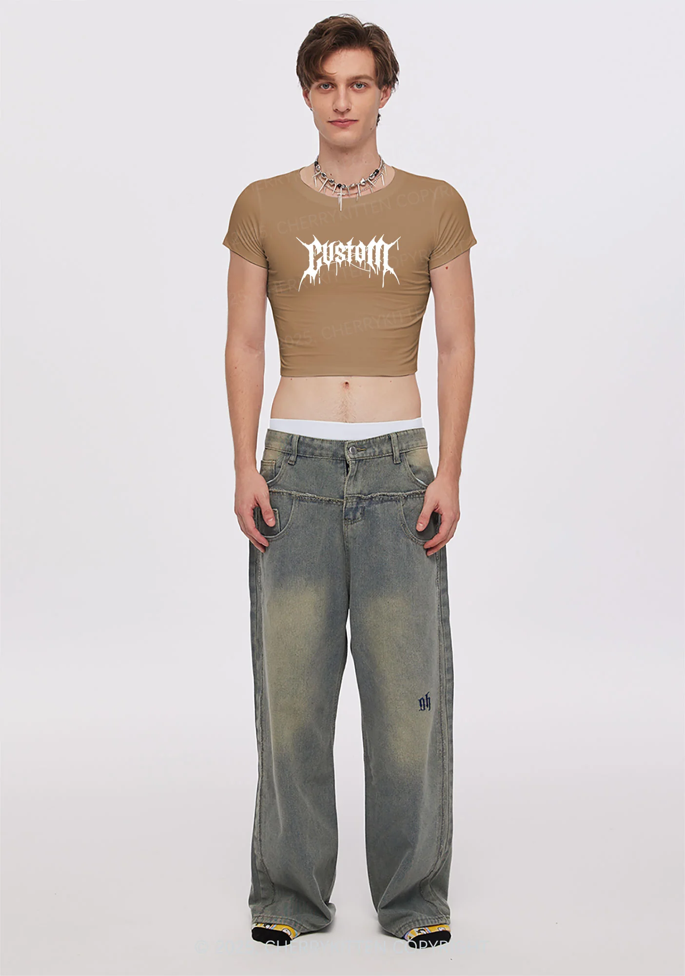Custom Font Art Y2K Baby Tee Cherrykitten - Image 4