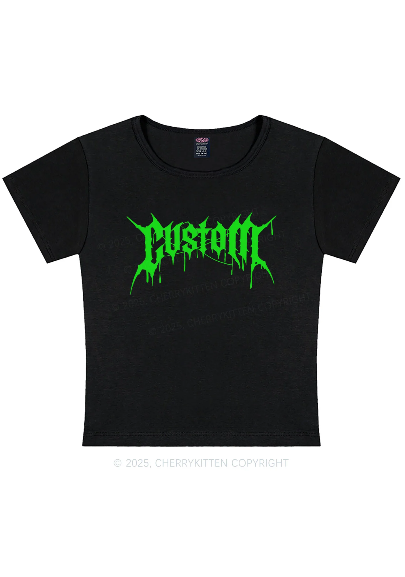 Custom Font Art Y2K Baby Tee Cherrykitten - Image 5
