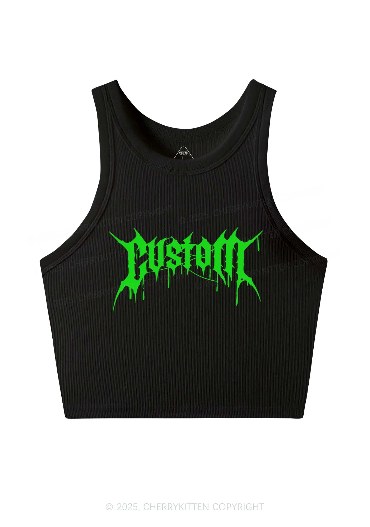 Custom Font Art Y2K Crop Tank Top Cherrykitten - Image 4