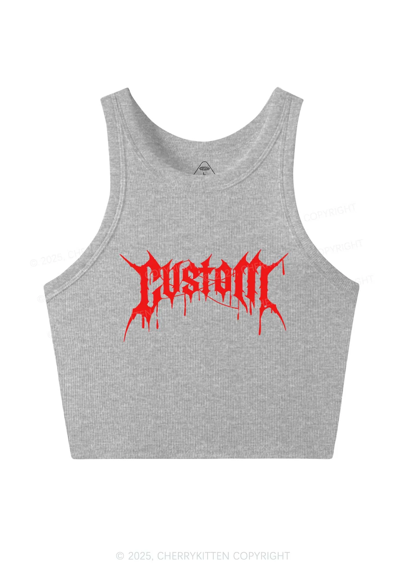 Custom Font Art Y2K Crop Tank Top Cherrykitten - Image 5