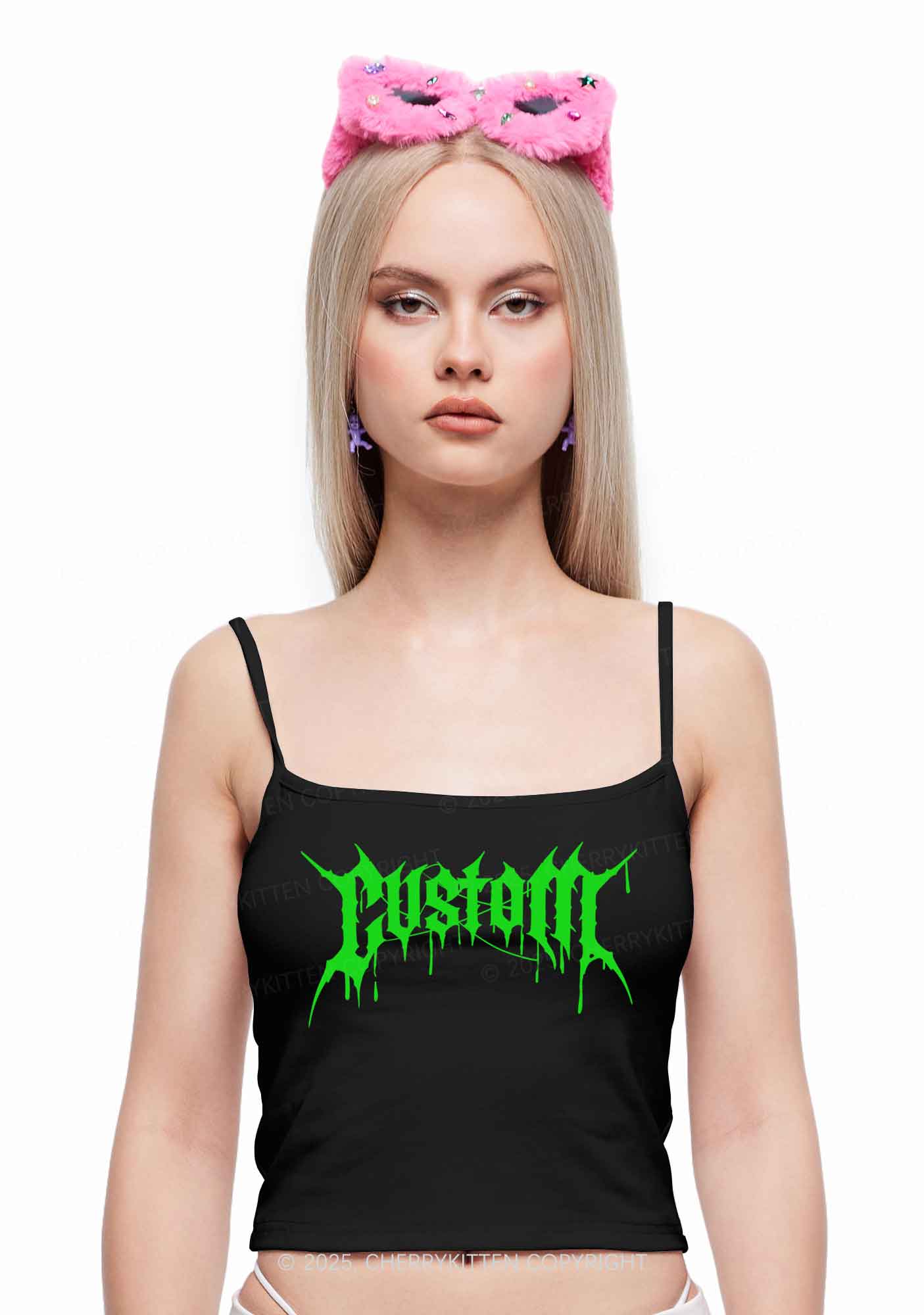 Custom Font Art Y2K Spaghetti Strap Cami Cherrykitten - Image 3