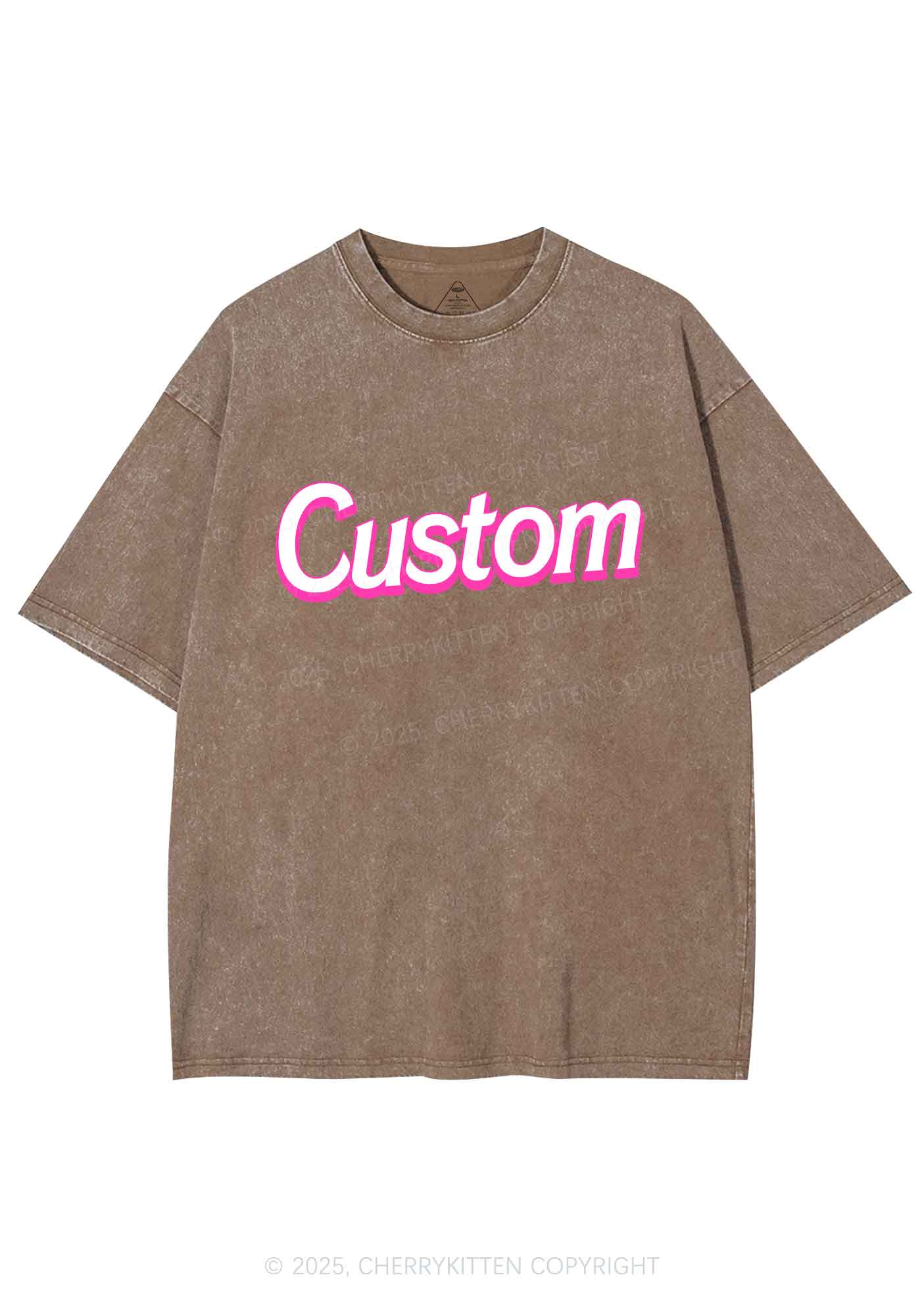 Custom Font Y2K Shirts Washed Tee Cherrykitten - Image 6