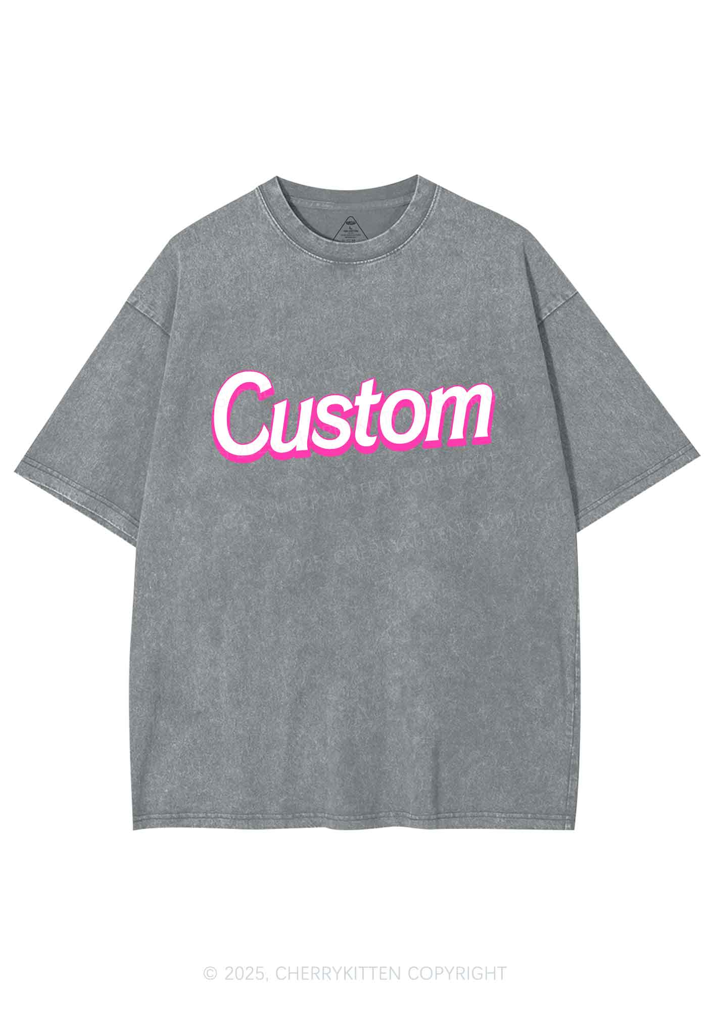 Custom Font Y2K Shirts Washed Tee Cherrykitten - Image 7