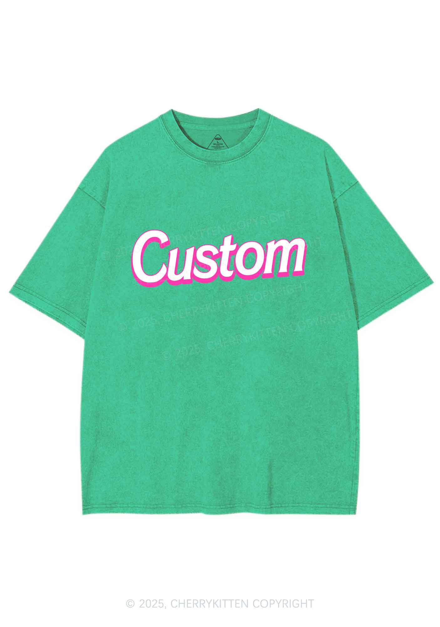 Custom Font Y2K Shirts Washed Tee Cherrykitten - Image 8