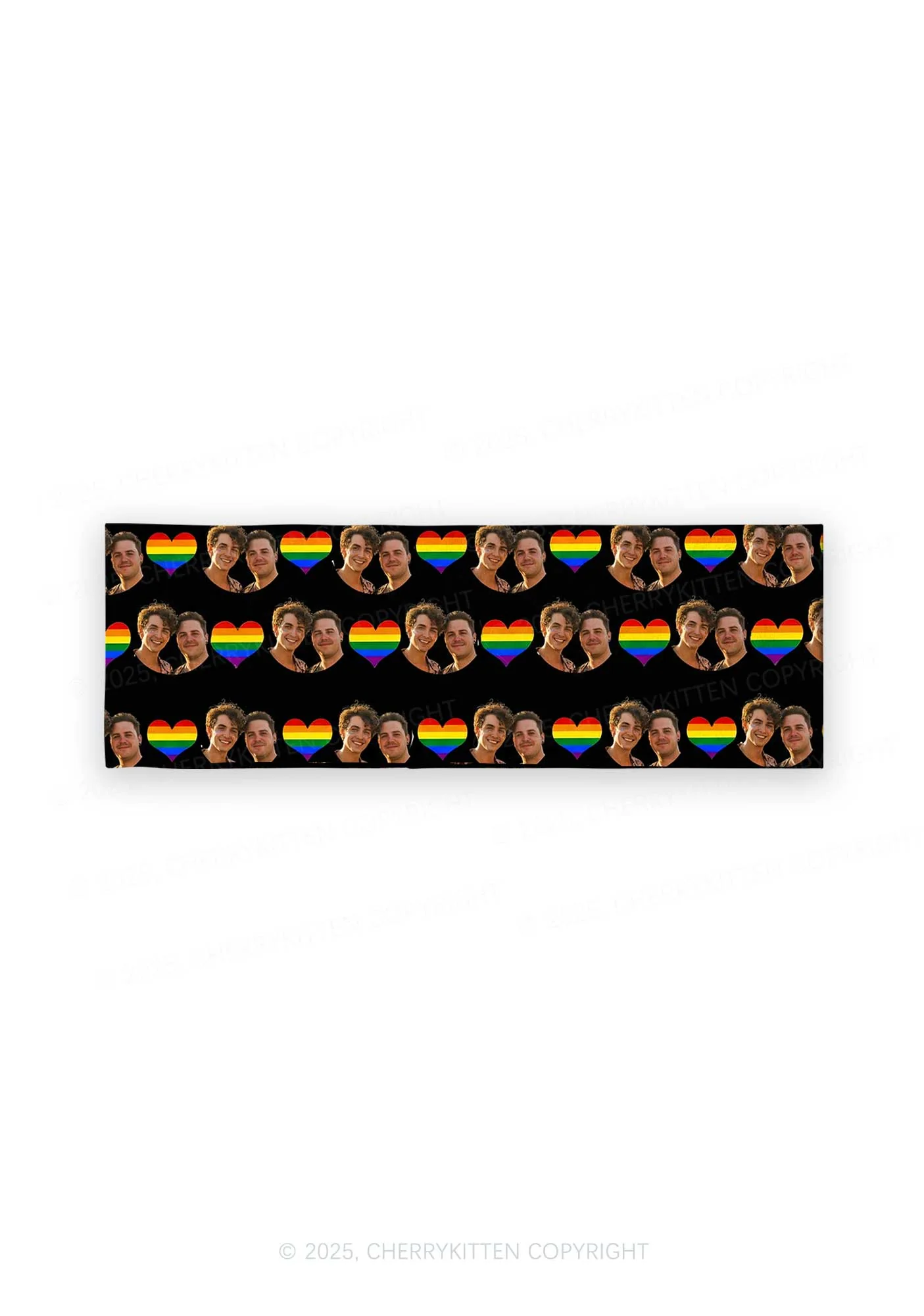 Custom Gay Couple Photo Valentine's Day Y2K Print Headband Cherrykitten - Image 2