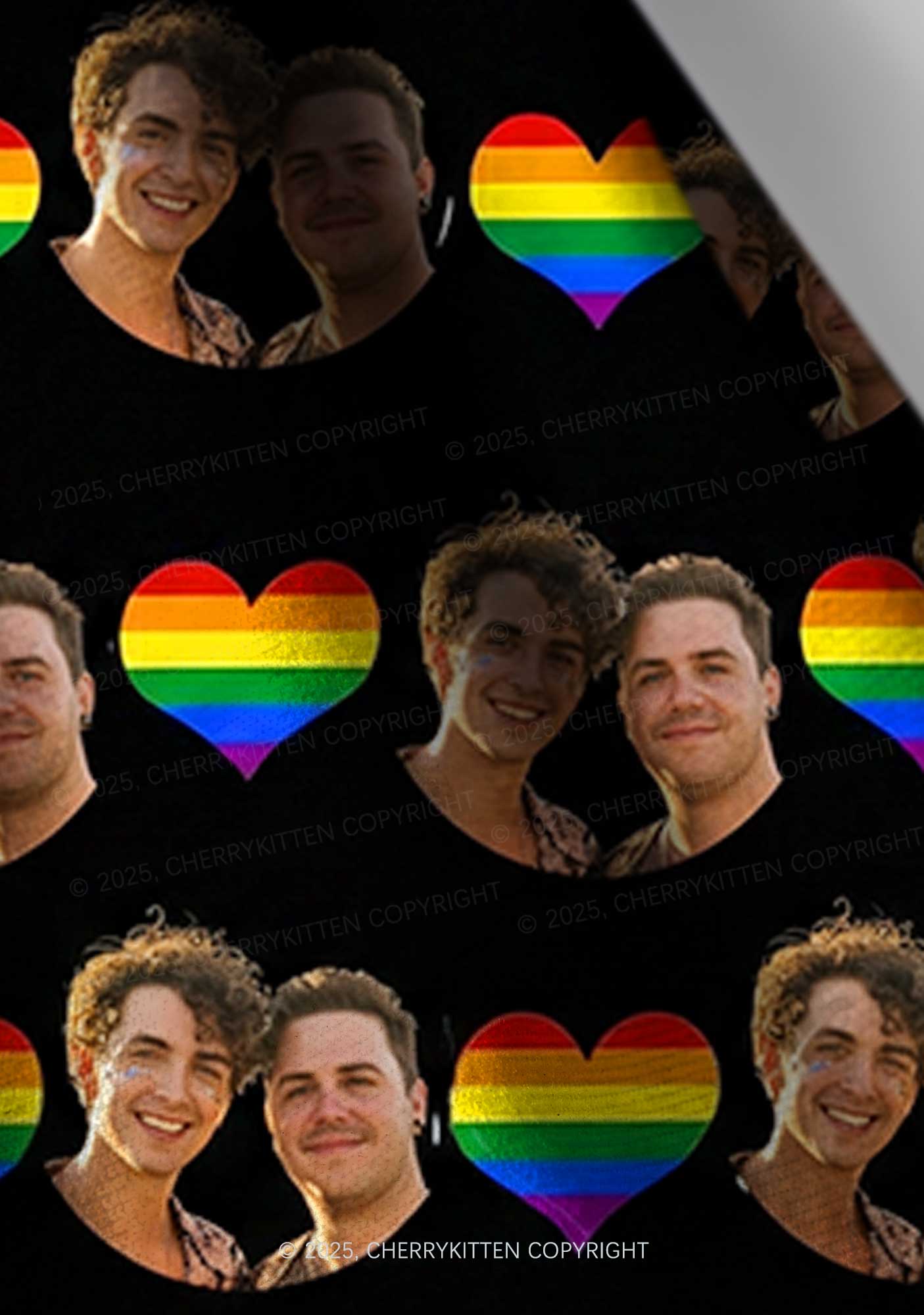 Custom Gay Couple Photo Valentine's Day Y2K Print Headband Cherrykitten - Image 3