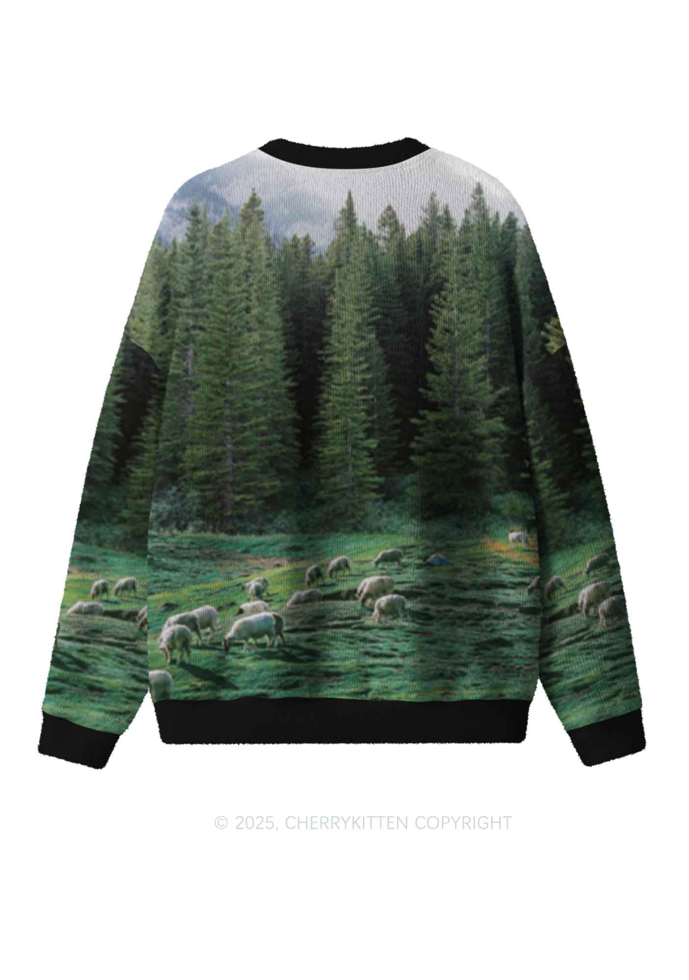 Custom Gay Cowboy Pride Y2K Christmas Knit Sweatshirt Cherrykitten - Image 3