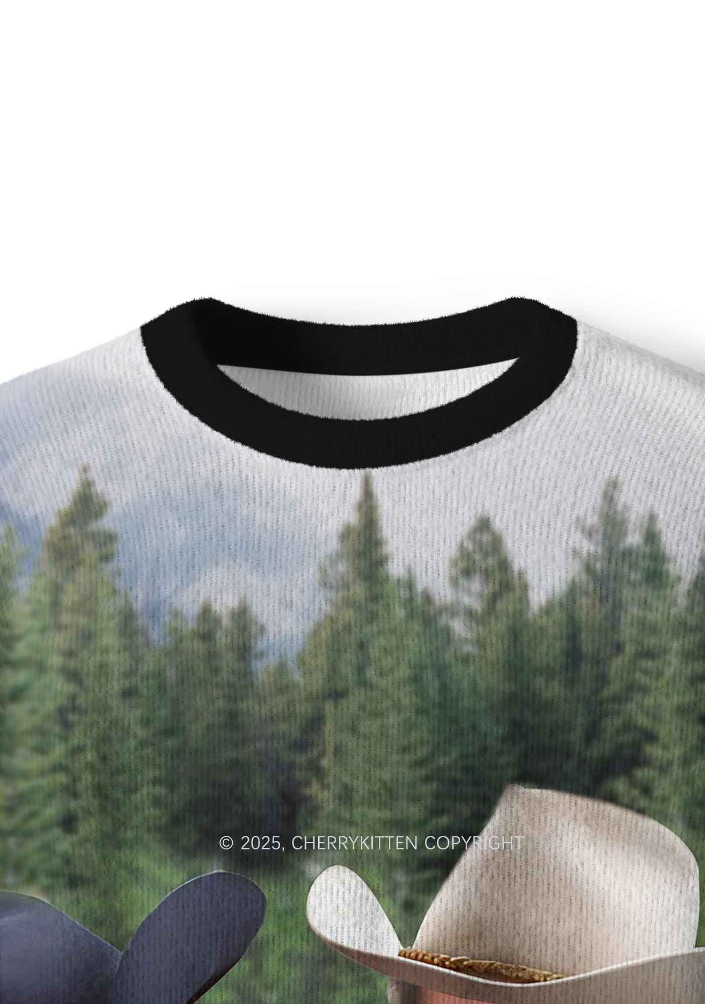 Custom Gay Cowboy Pride Y2K Christmas Knit Sweatshirt Cherrykitten - Image 6